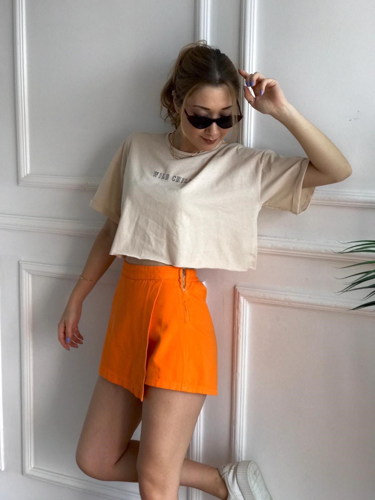 Gabardin Şort Etek 4411 Orange