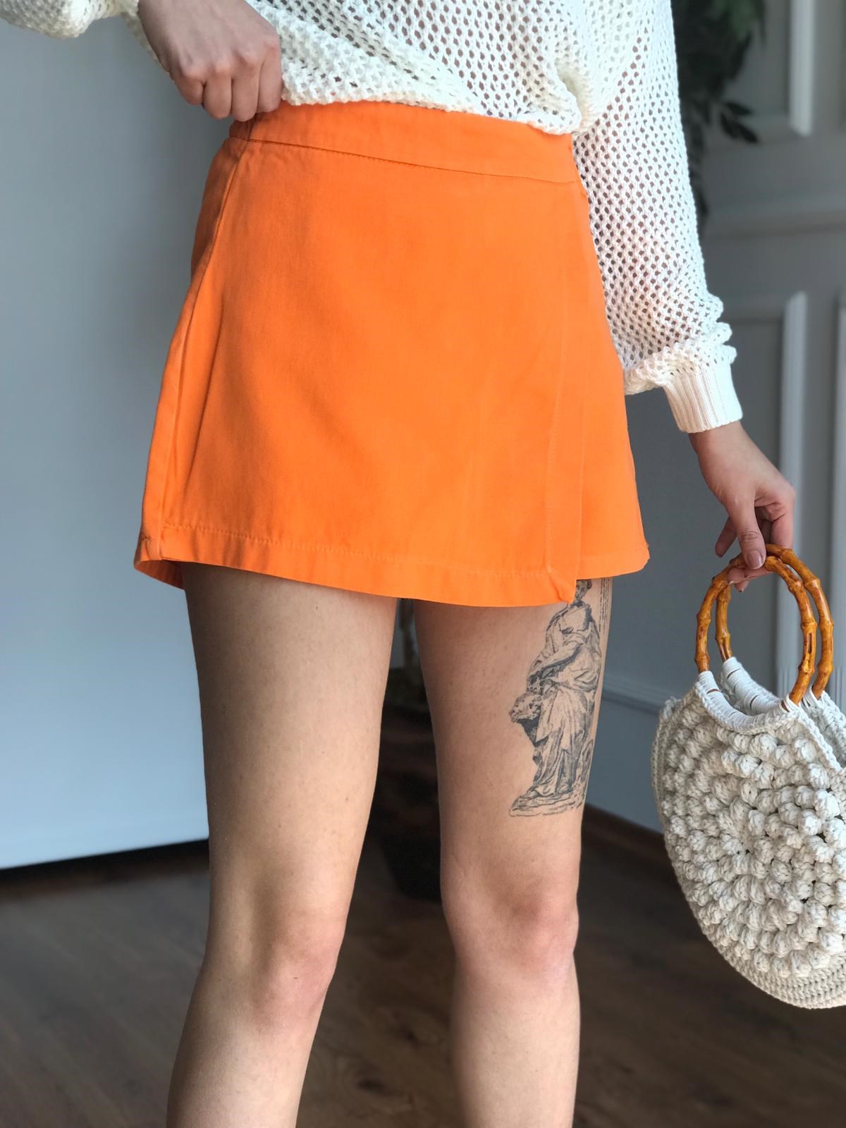 Gabardin Şort Etek 4411 Turuncu