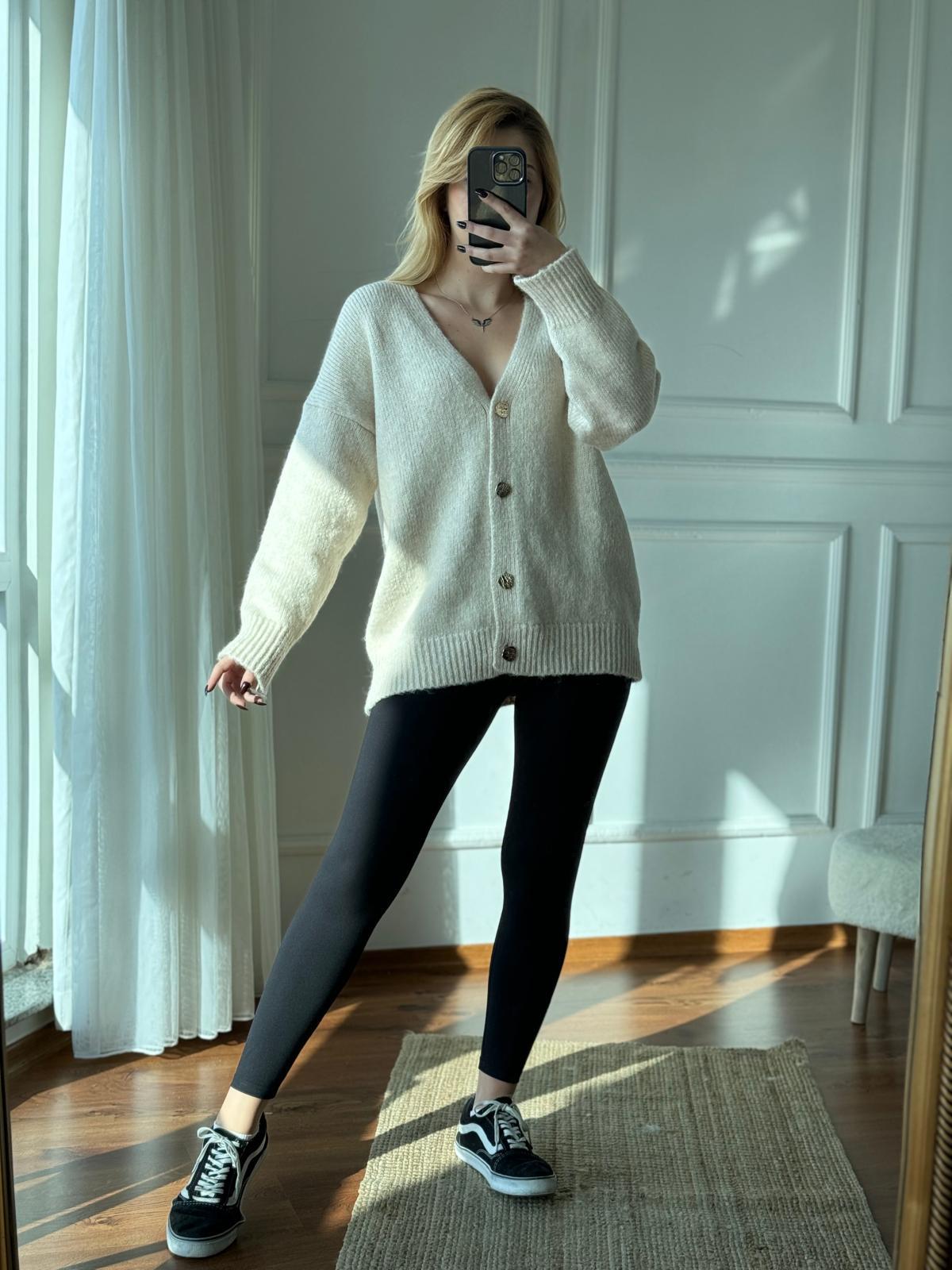 Gold Düğmeli Hırka 24504 Bej