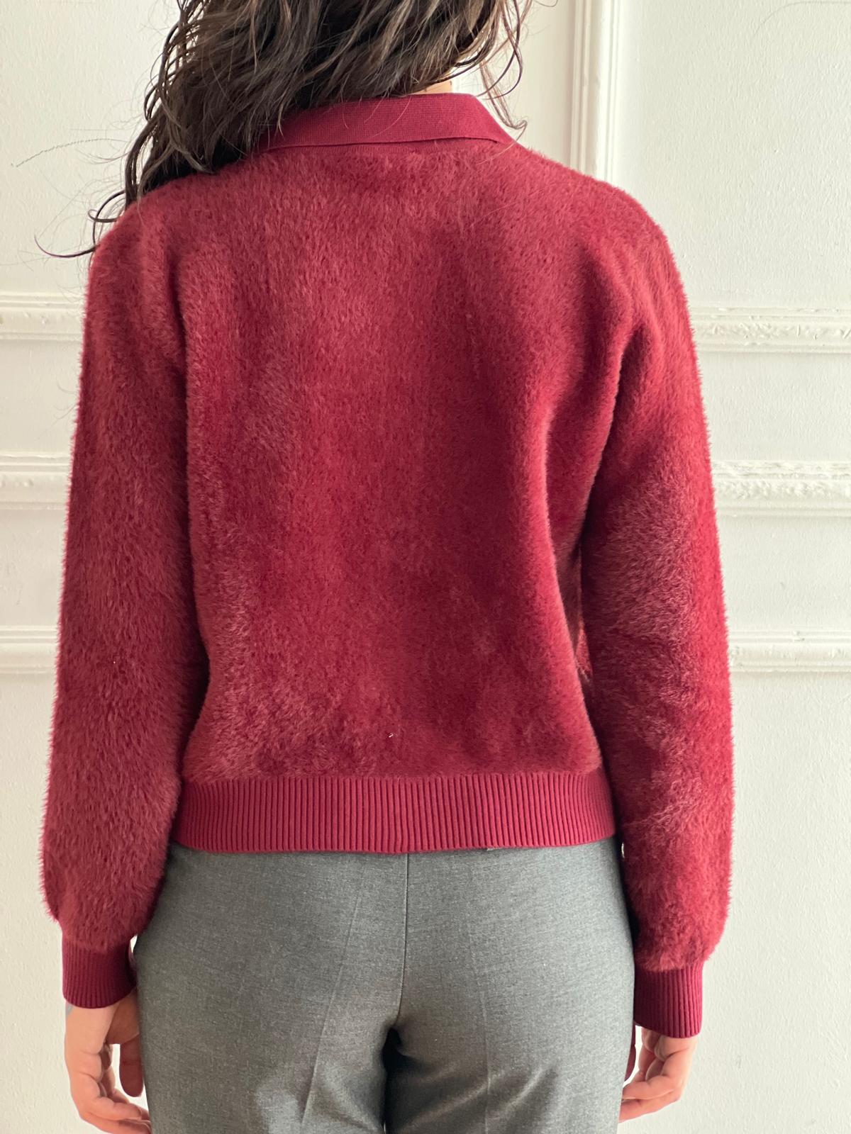 Gold Düğmeli Hırka Ceket 25430 Bordo