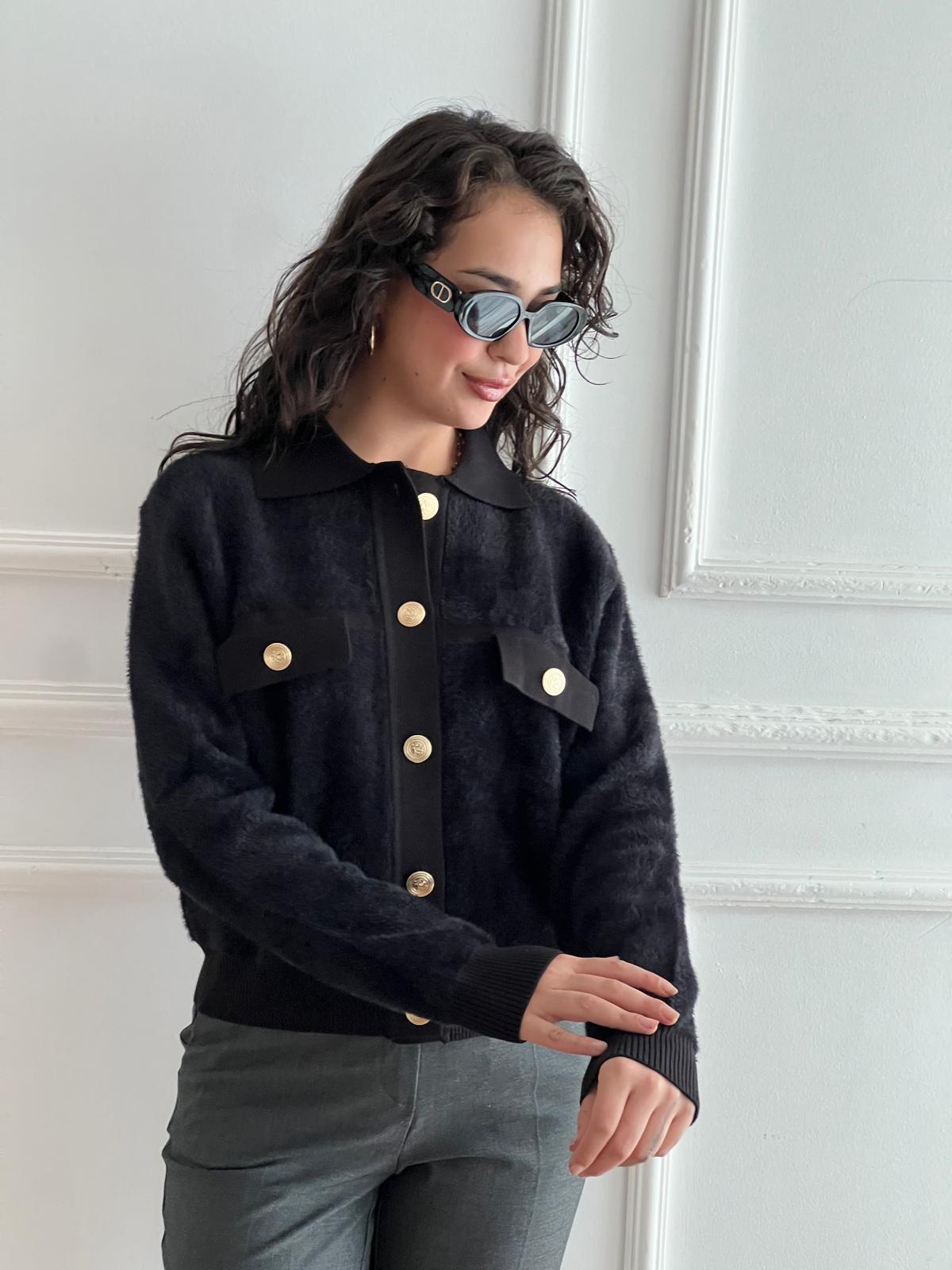 Gold Düğmeli Hırka Ceket 25430 Siyah