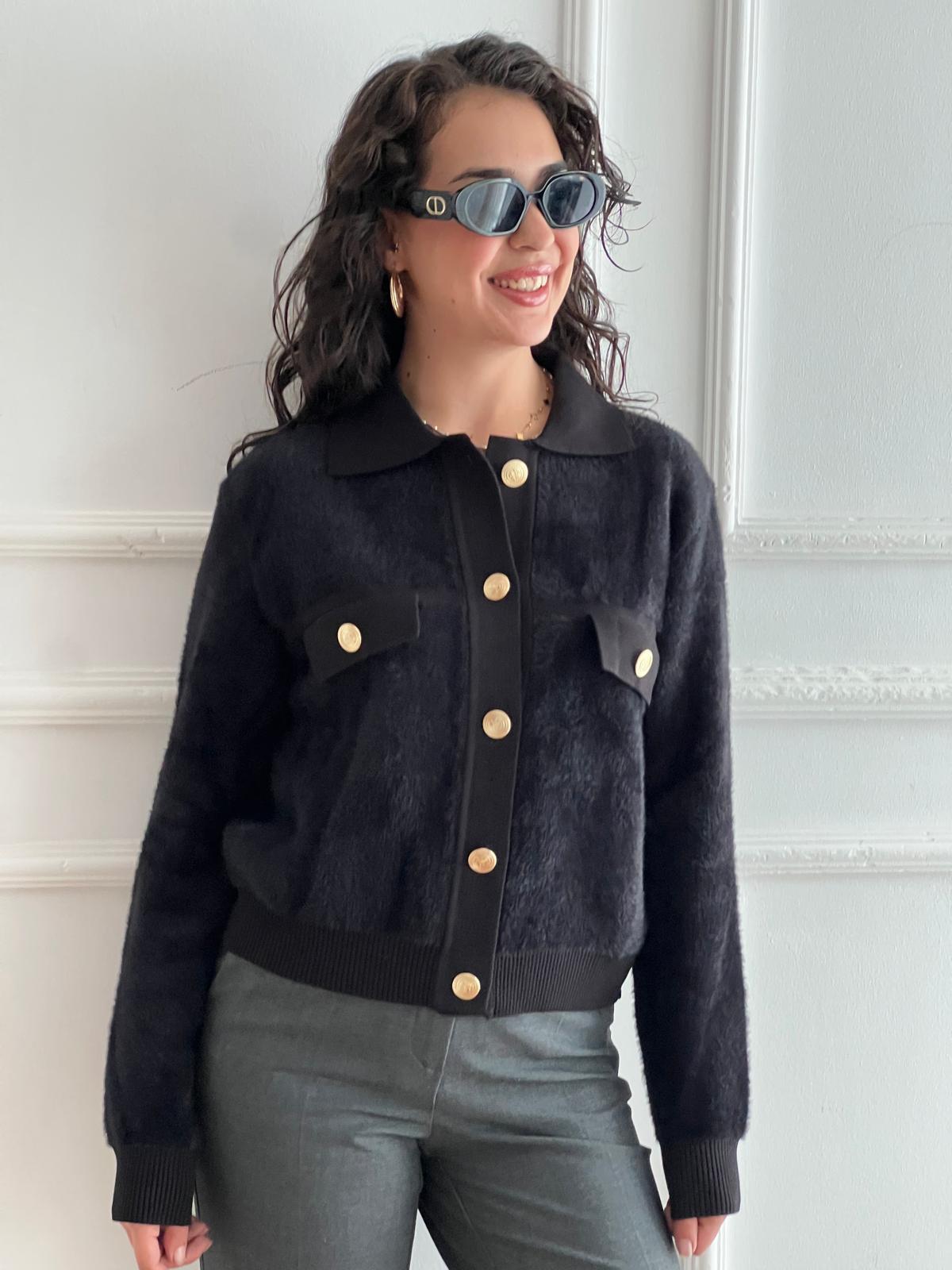 Gold Düğmeli Hırka Ceket 25430 Siyah