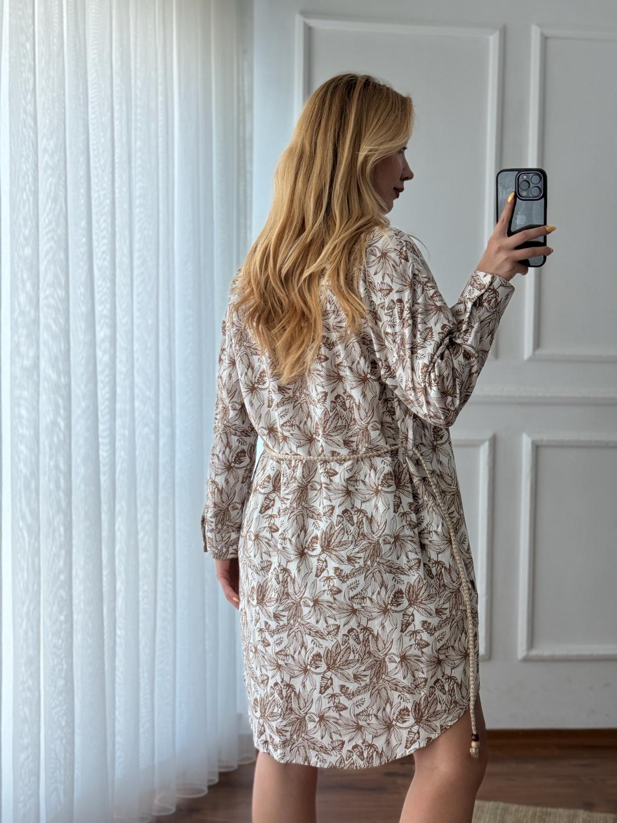 Gömlek Elbise 23337 Kahverengi