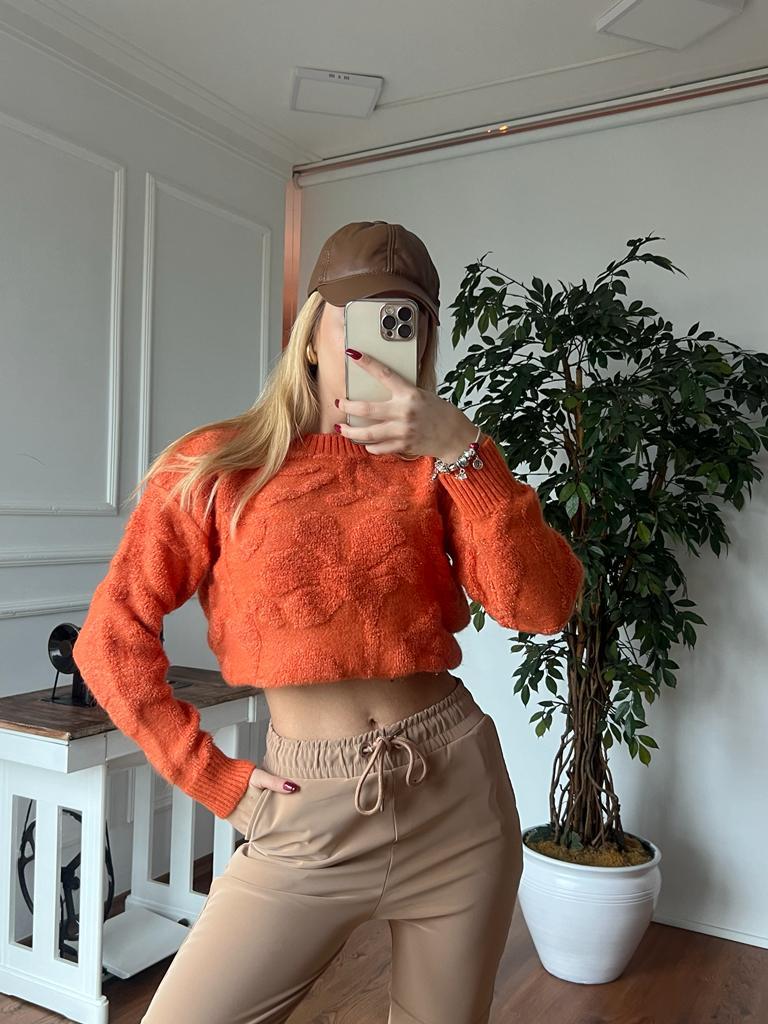 Havlu Desen Simli Kazak 70272 Oranj