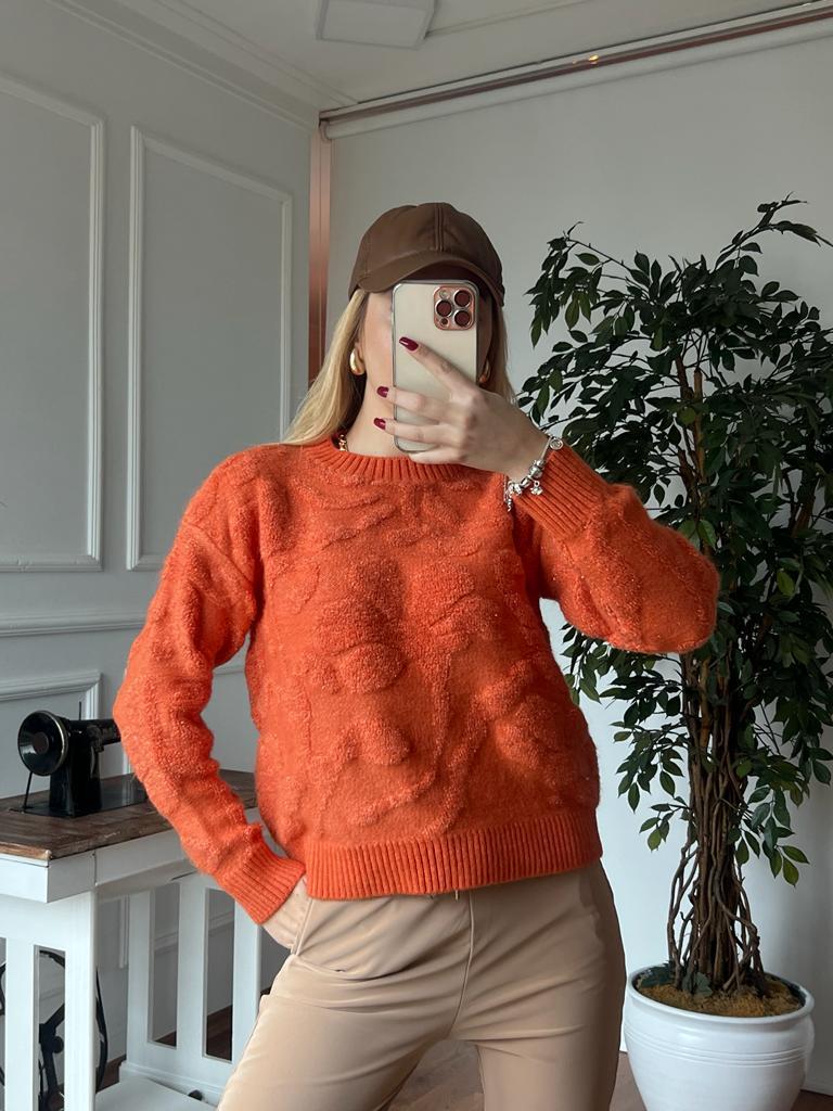 Havlu Desen Simli Kazak 70272 Oranj