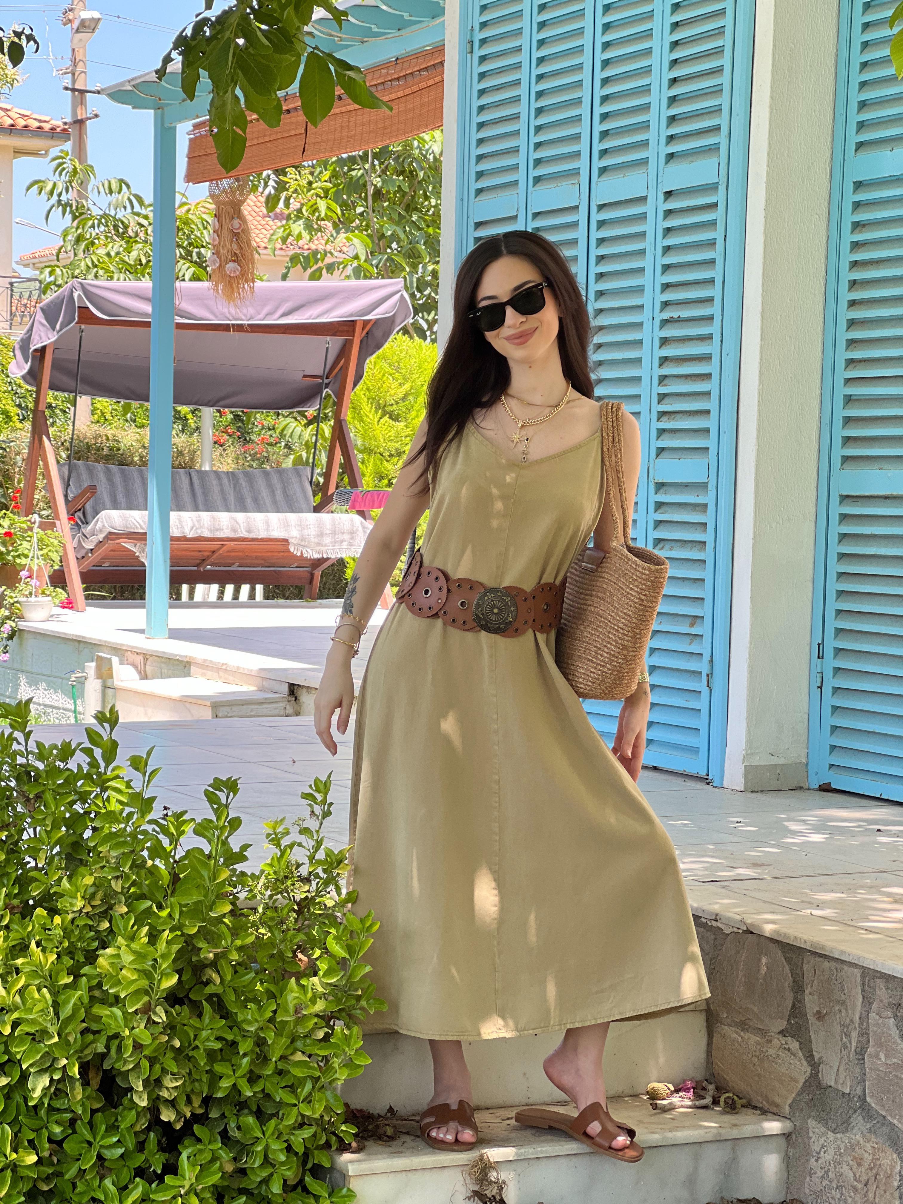 İnce Askılı Parçaboya Elbise 90562 Çağla Yeşili