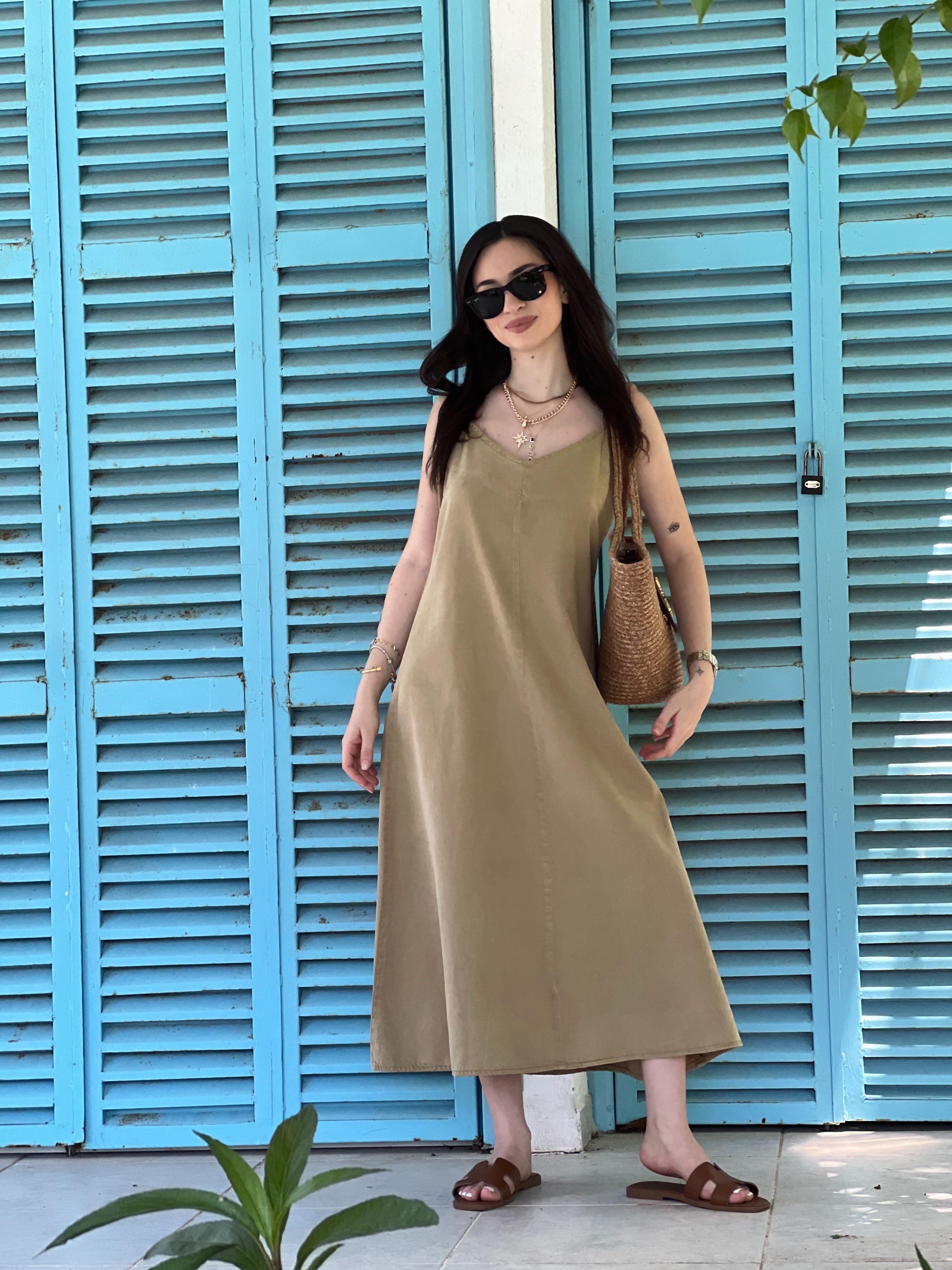 İnce Askılı Parçaboya Elbise 90562 Çağla Yeşili