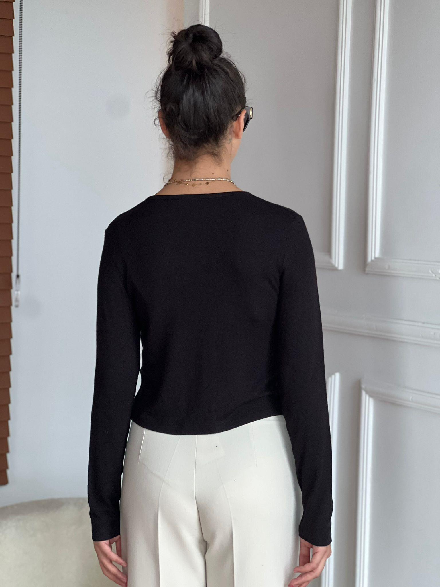 İnce Düğme Detaylı Hırka 31413 Siyah