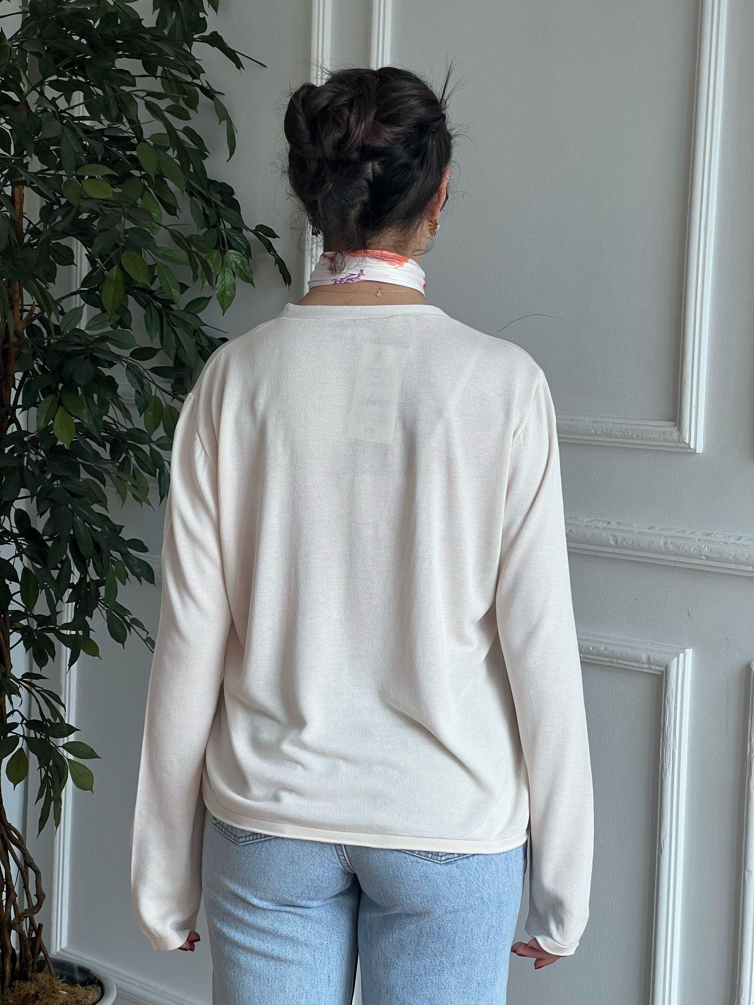 İnce Triko Hırka 251005 Krem