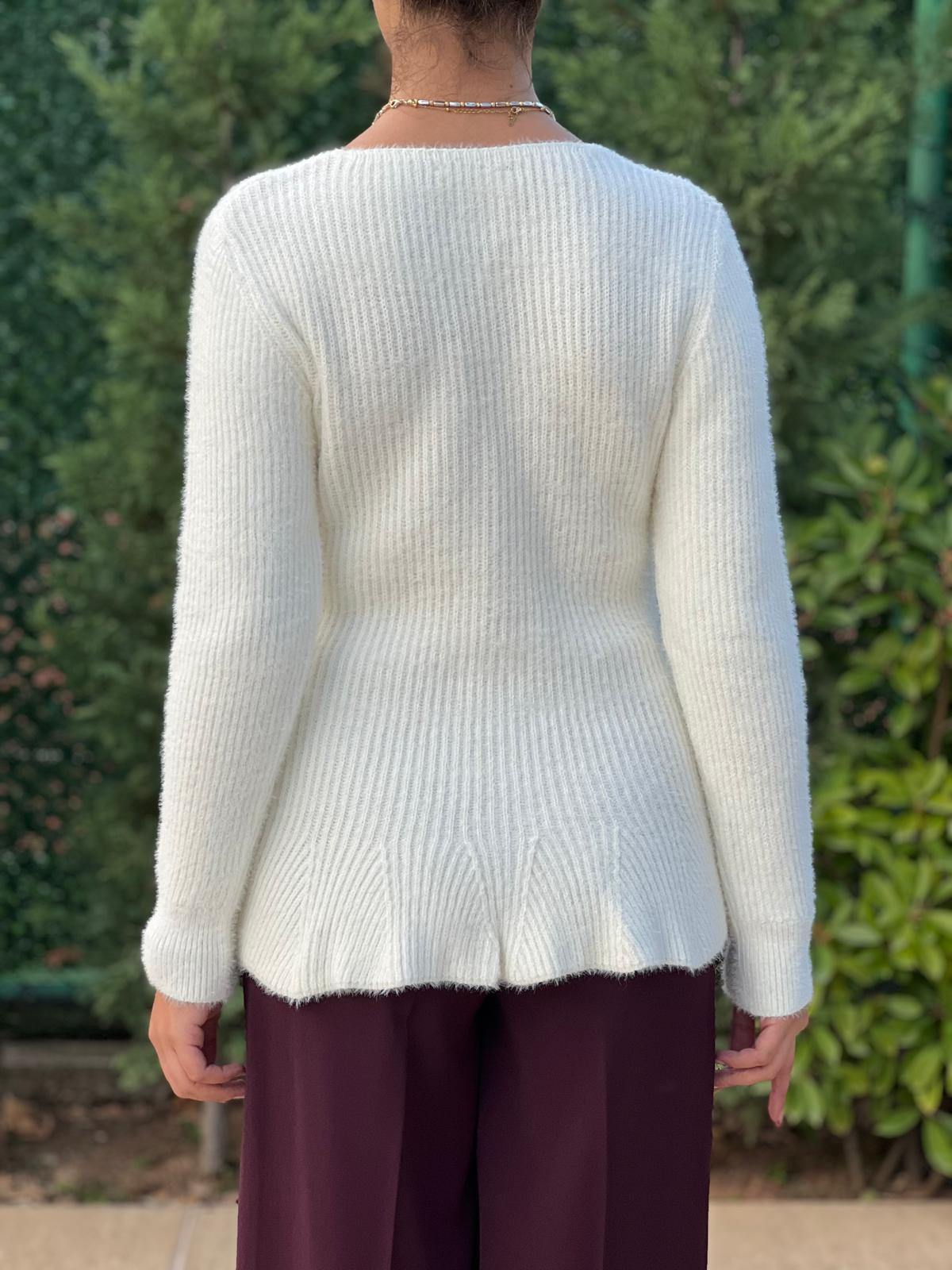 İnci Düğmeli Volanlı Hırka 25716 Ekru