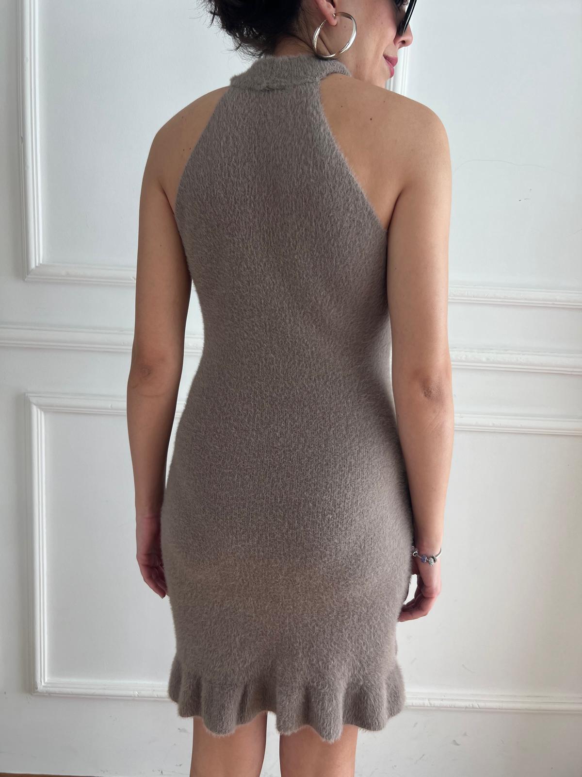 İncili Triko Elbise 4470 Kahverengi