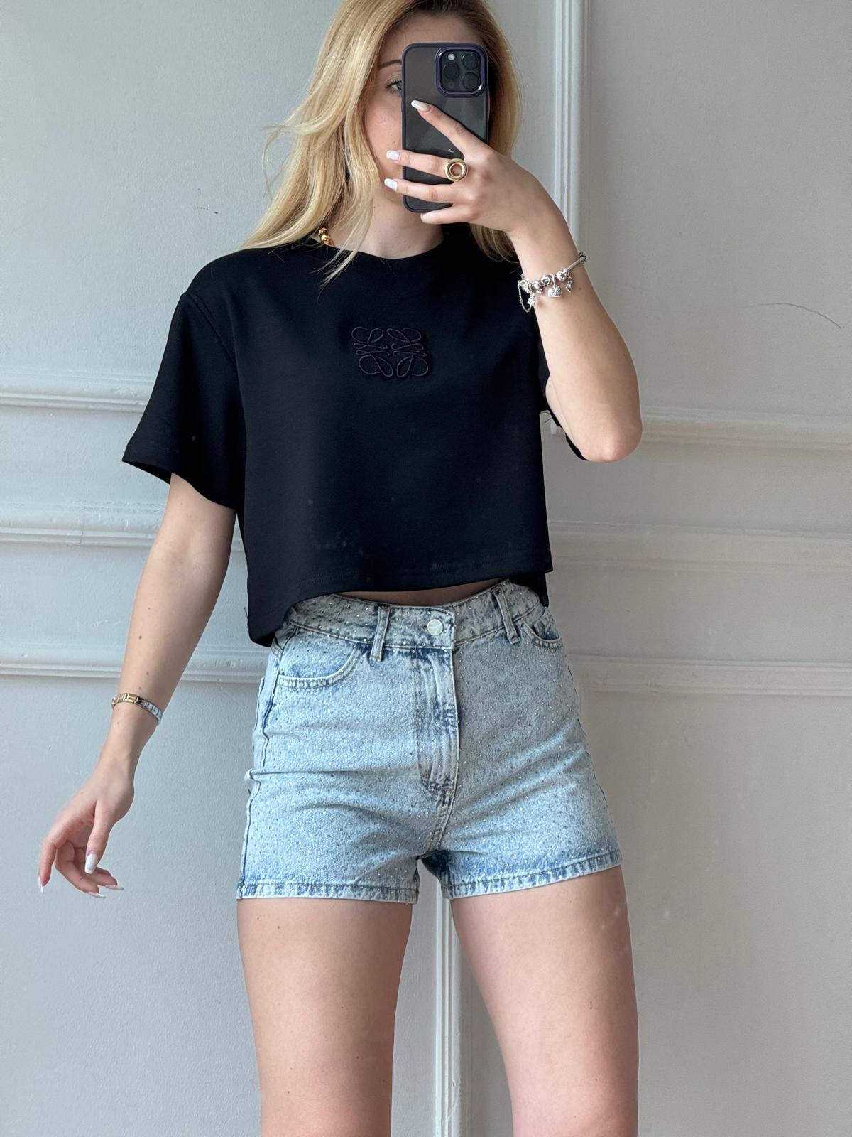 Kabartma Detaylı Tshirt 5554 Siyah