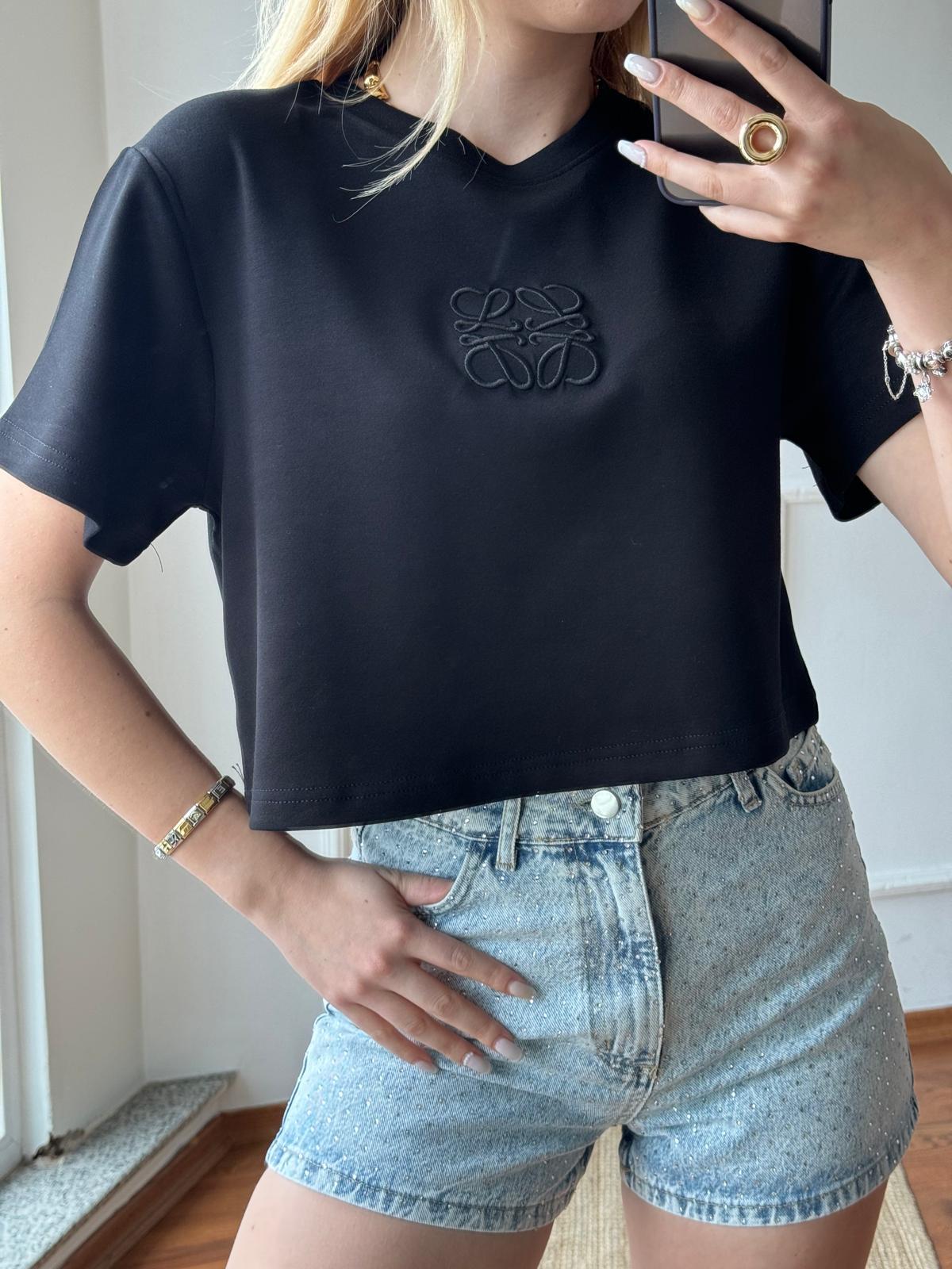 Kabartma Detaylı Tshirt 5554 Siyah