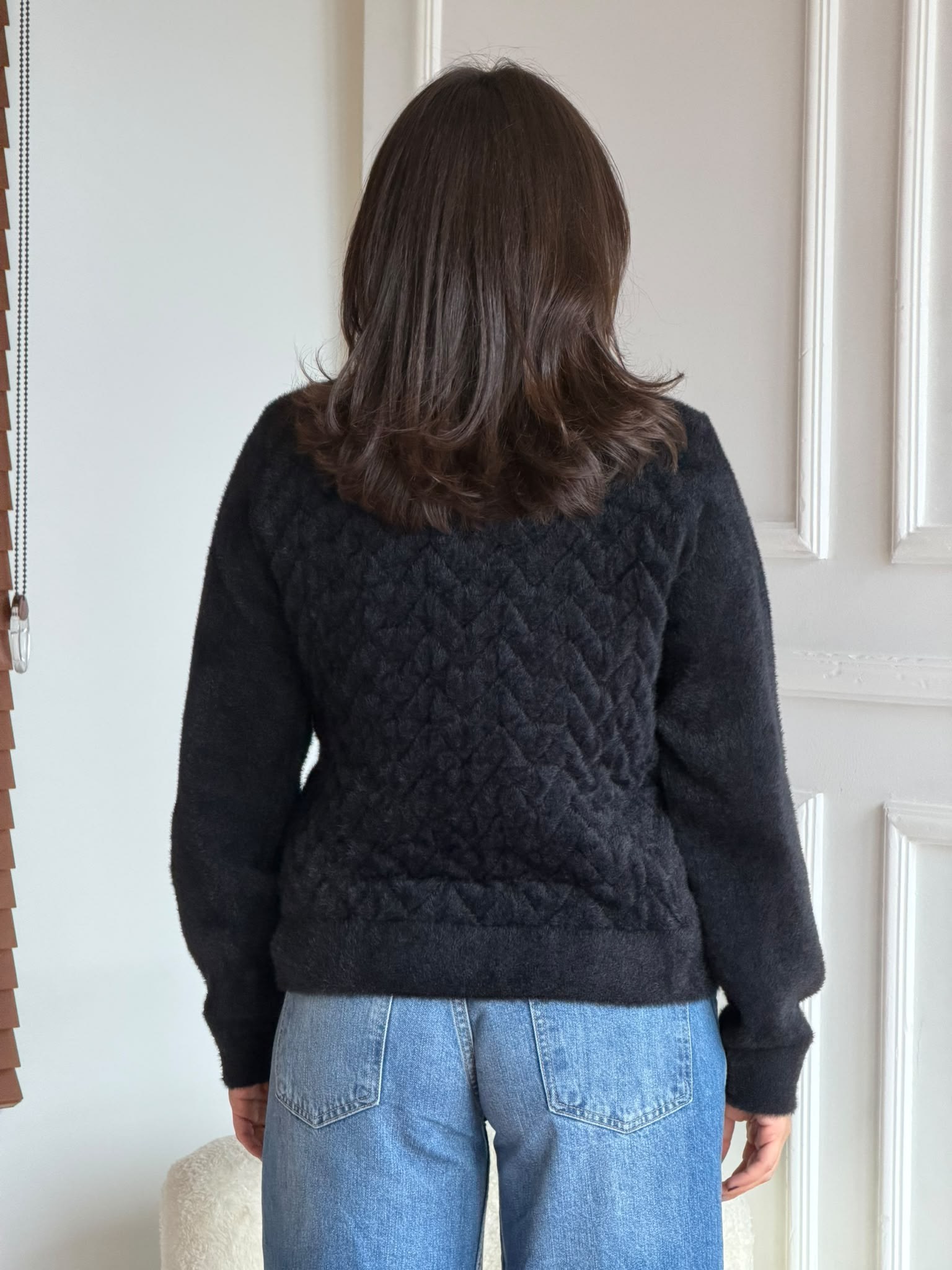 Kabartmalı Fermuarlı Triko Ceket 26438 Siyah