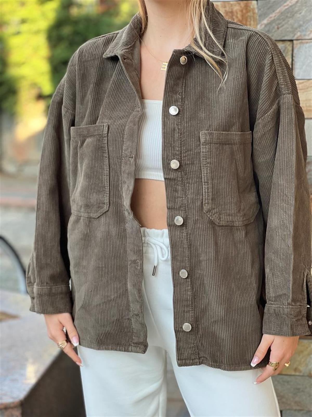 Kadife Gömlek Ceket 5114 Haki