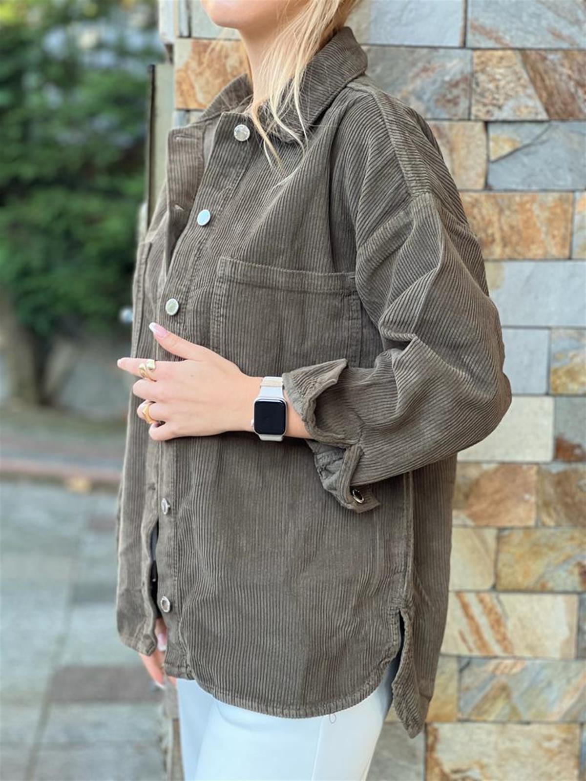 Kadife Gömlek Ceket 5114 Haki