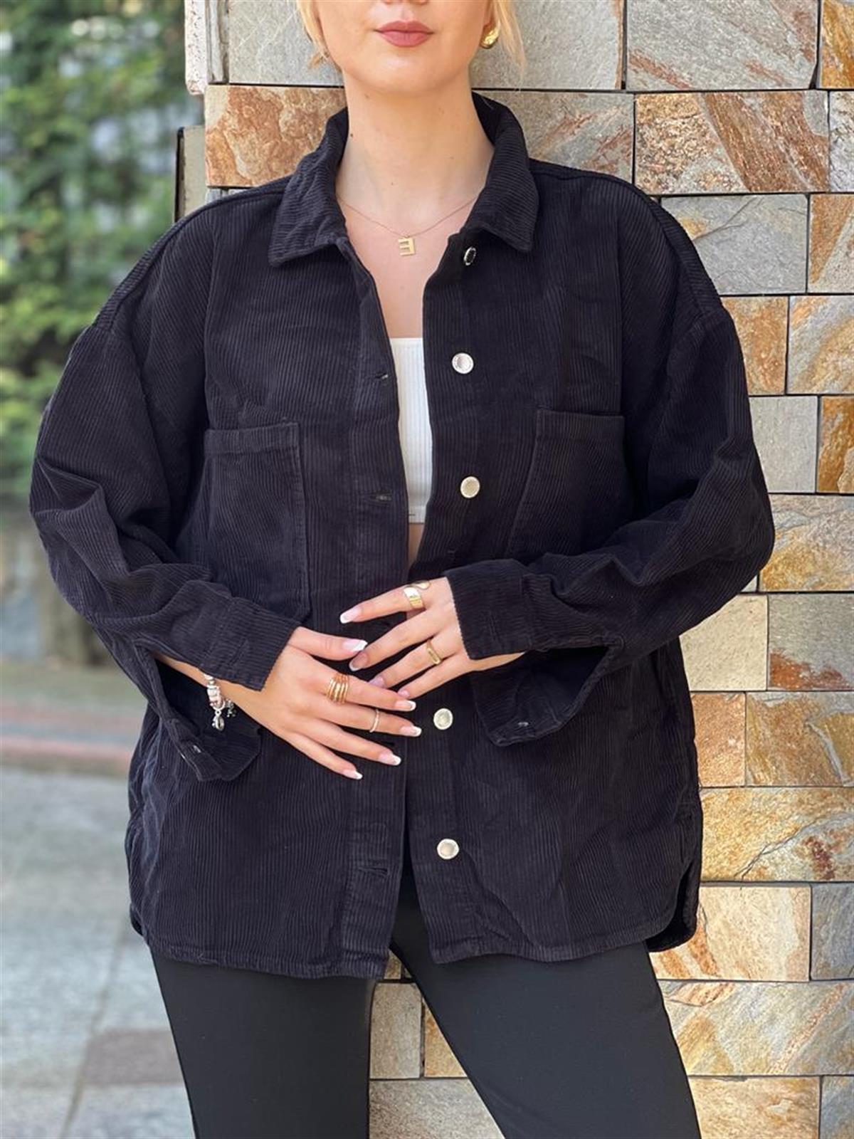 Kadife Gömlek Ceket 5114 Siyah