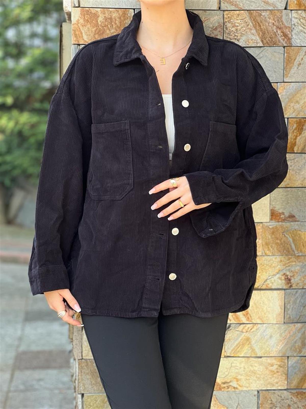 Kadife Gömlek Ceket 5114 Siyah