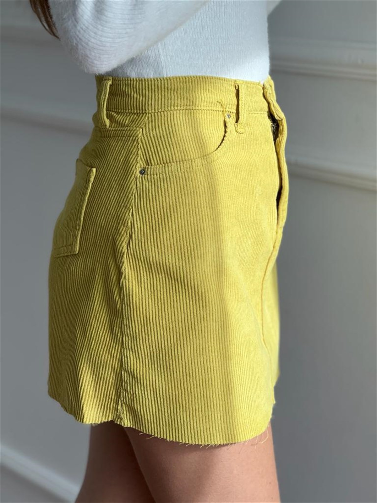 Kadife Mini Etek 4166 Fıstık Yeşili