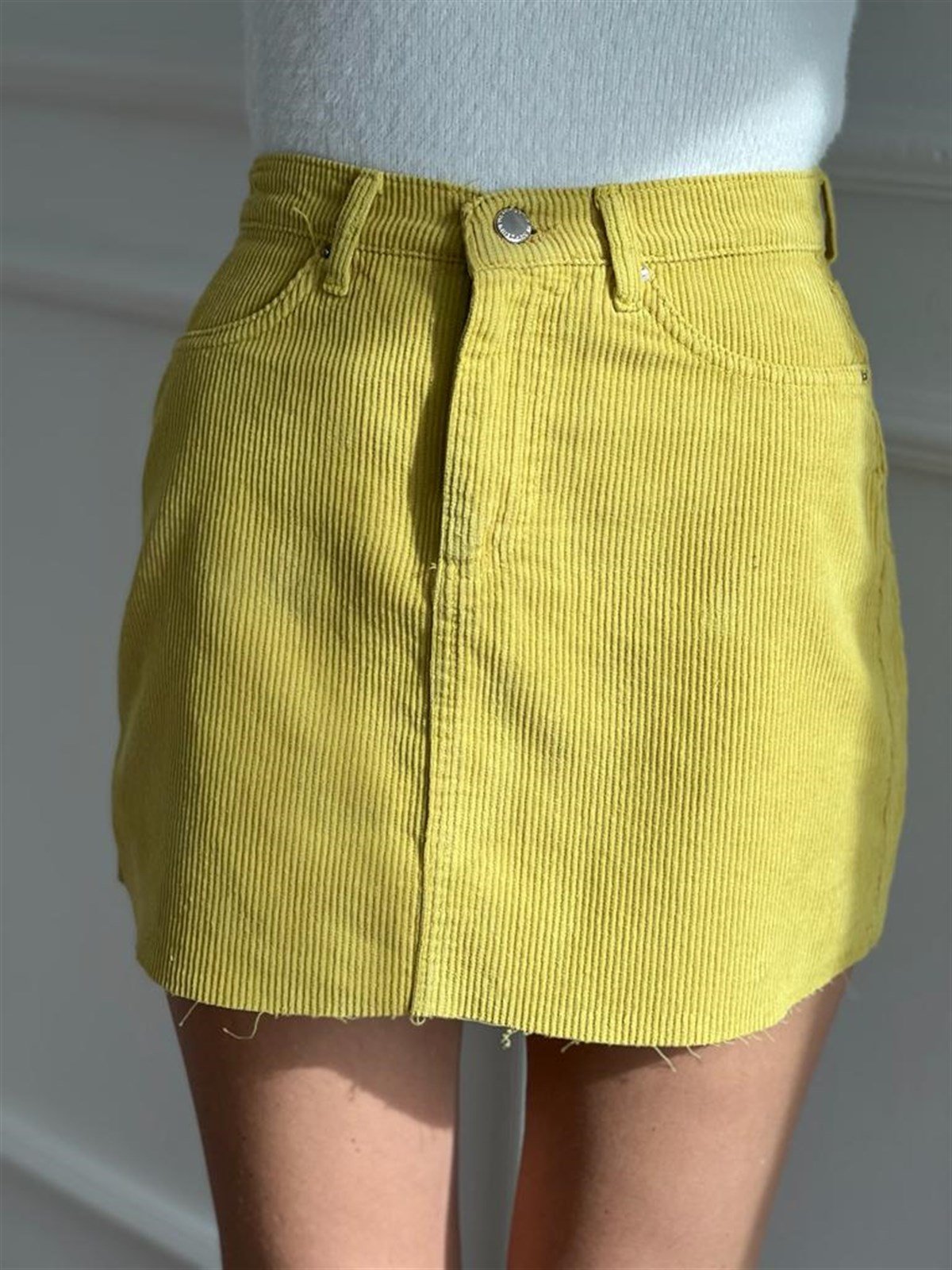 Kadife Mini Etek 4166 Fıstık Yeşili