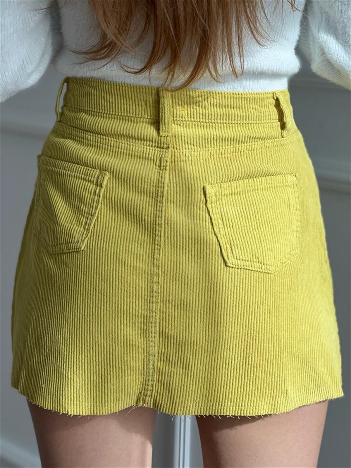 Kadife Mini Etek 4166 Fıstık Yeşili