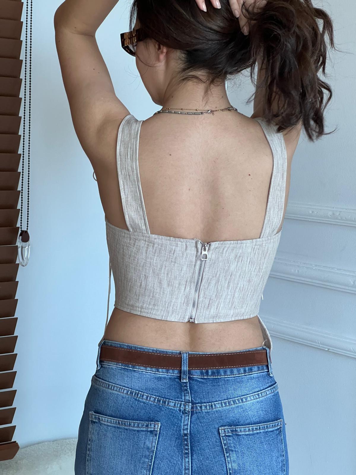 Kalın Askılı Bluz 02040 Bej