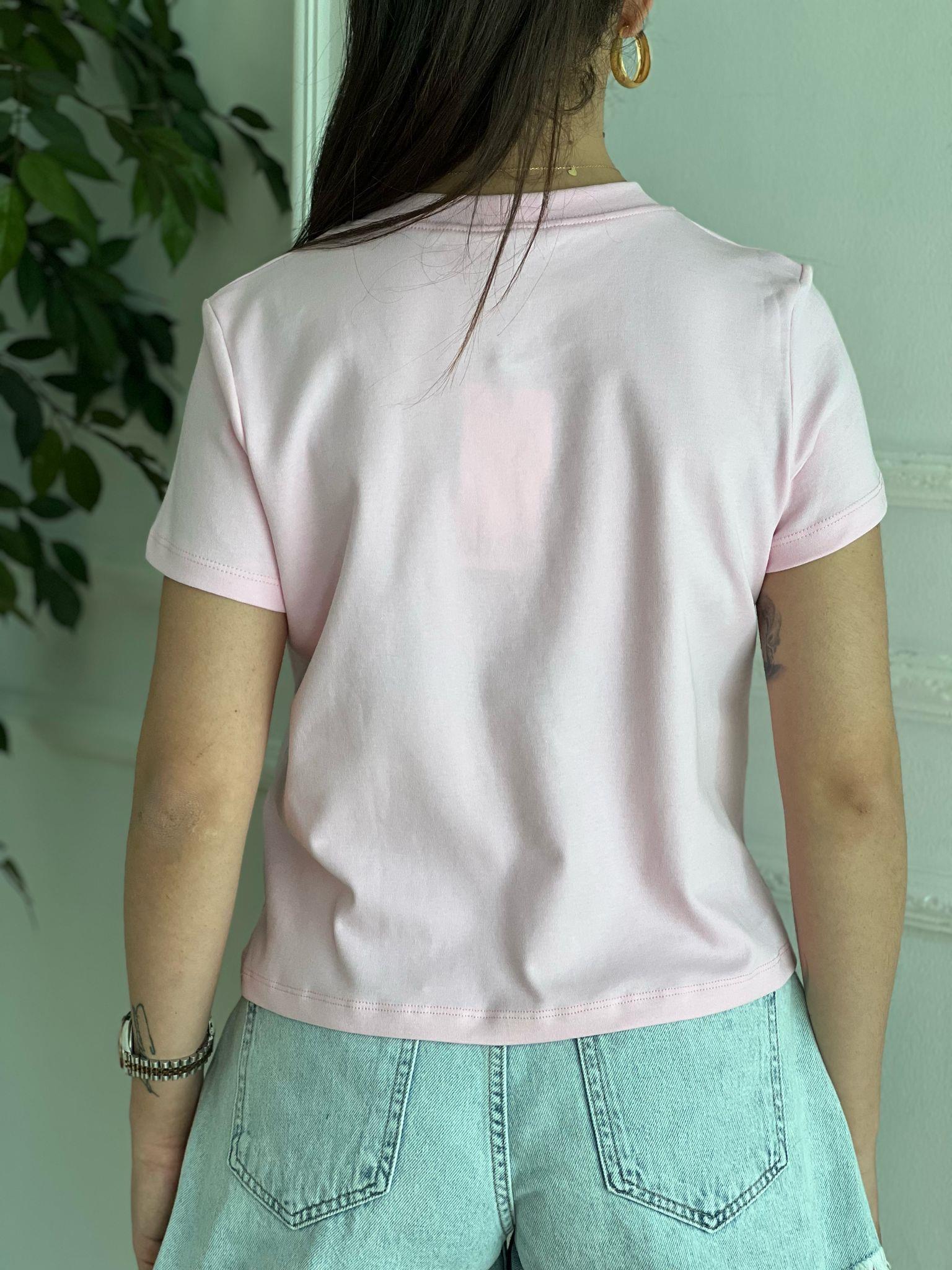 Kalp İşlemeli Tshirt 30584 Pembe