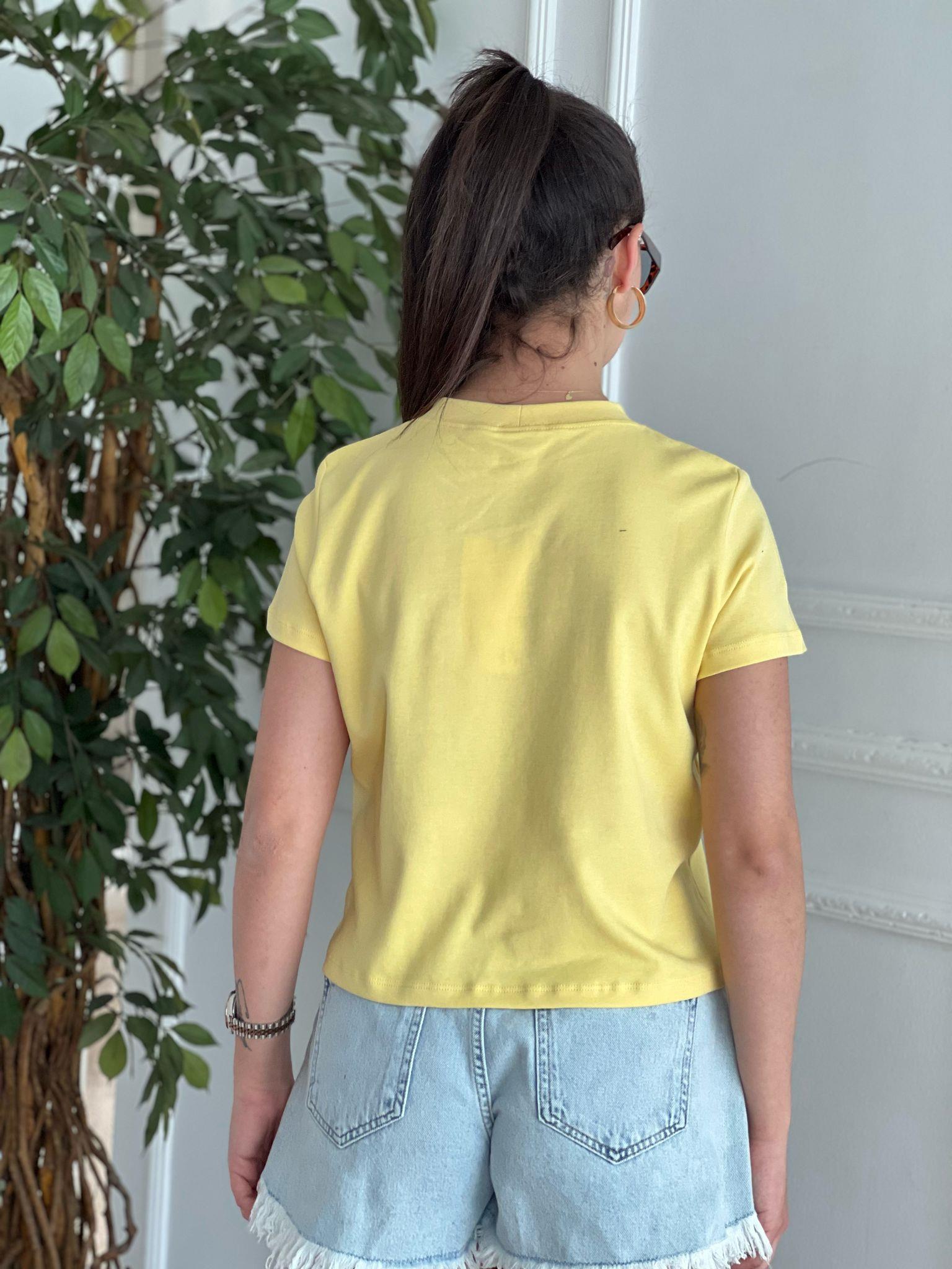 Kalp İşlemeli Tshirt 30584 Sarı