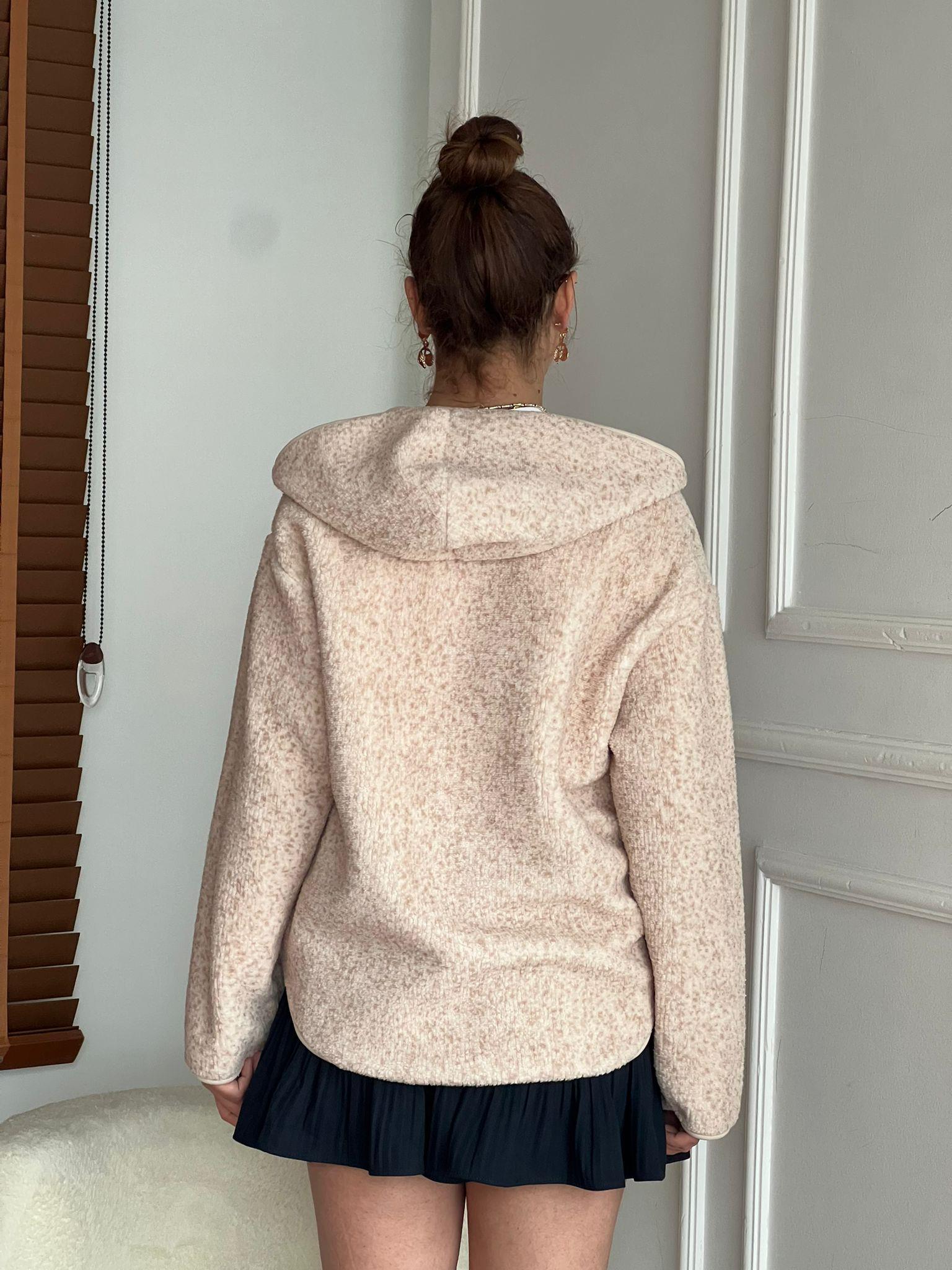 Kapüşonlu Polar 22870 Bej