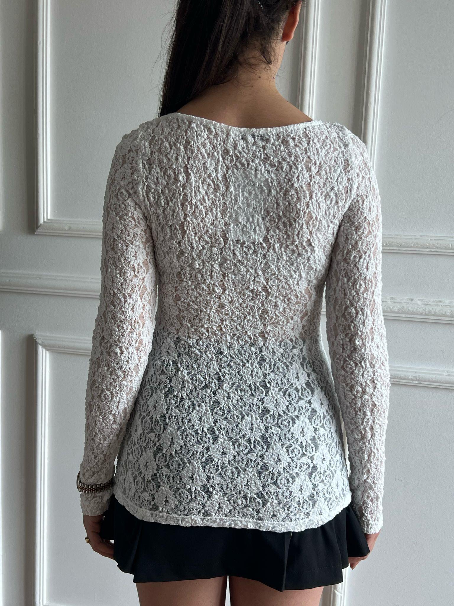 Kayık Yaka Dantel Bluz 31312 Ekru