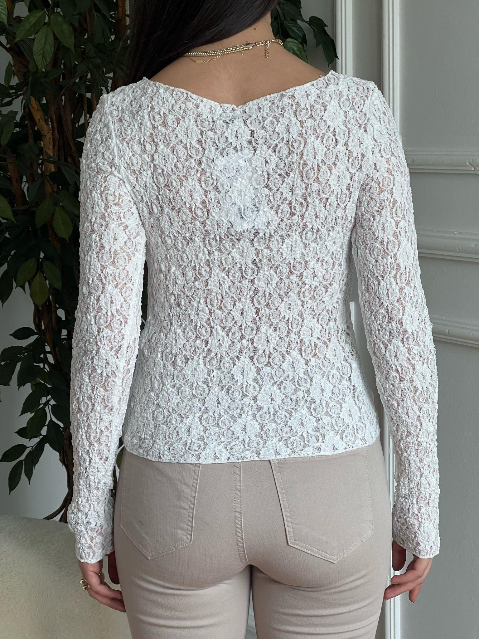 Kayık Yaka Düğmeli Dantel Hırka 31648 Ekru