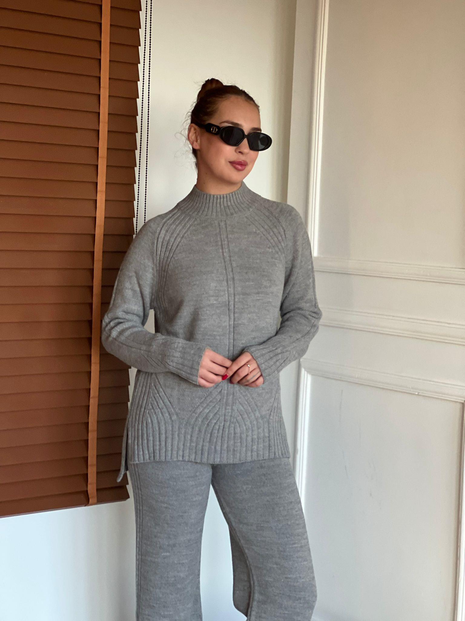 Kazak Pantolon Triko Takım 23772 Gri