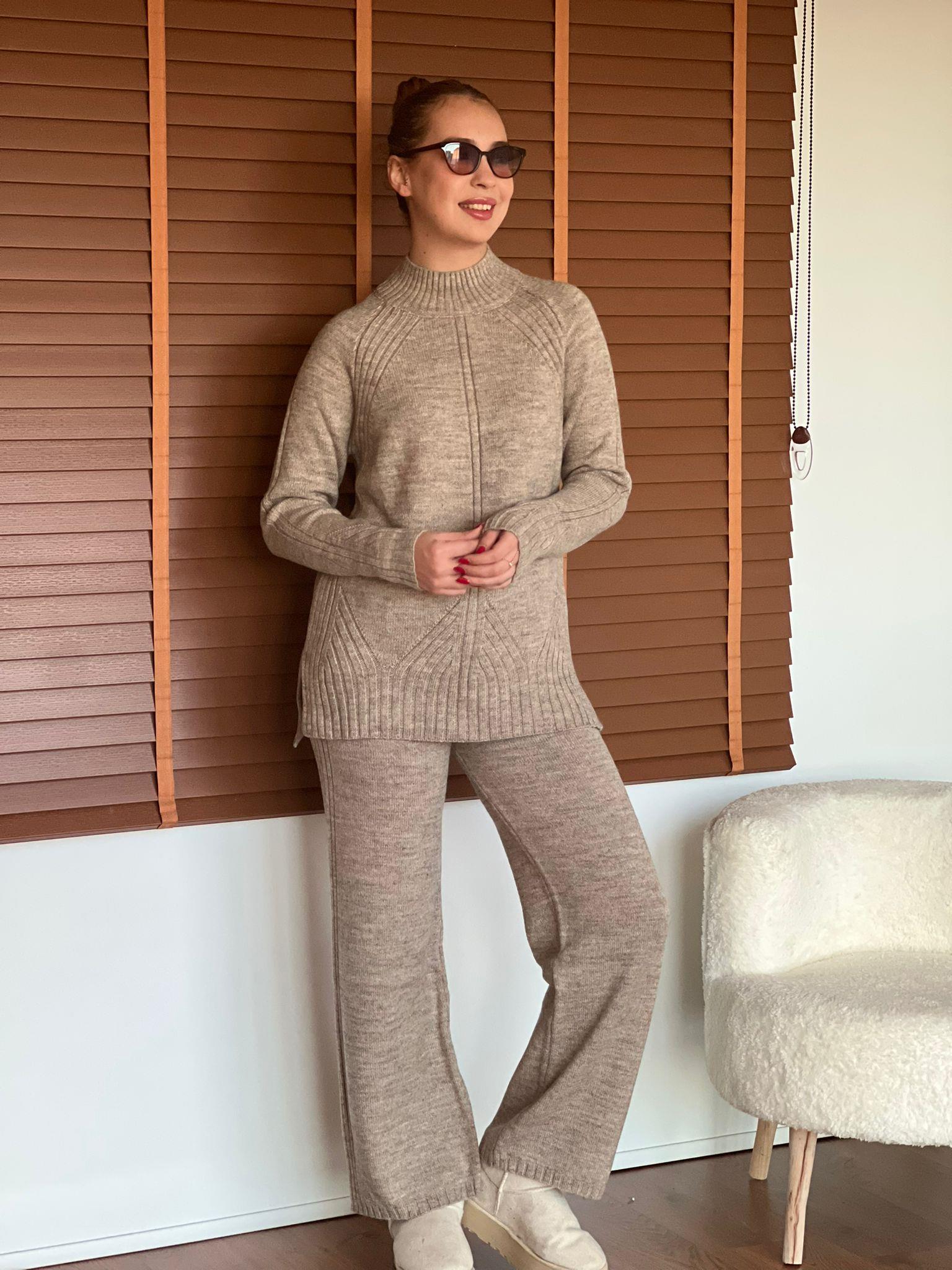 Kazak Pantolon Triko Takım 23772 Vizon