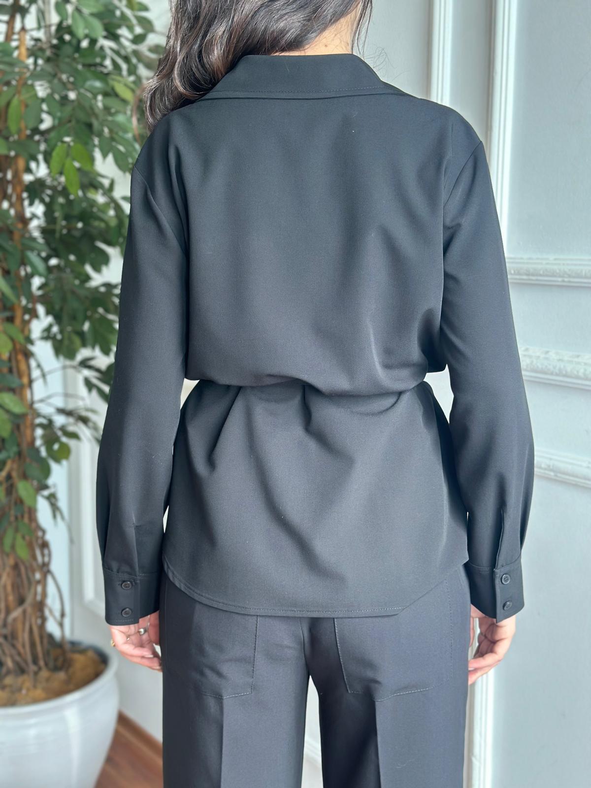 Kemerli Gömlek 50498 Siyah