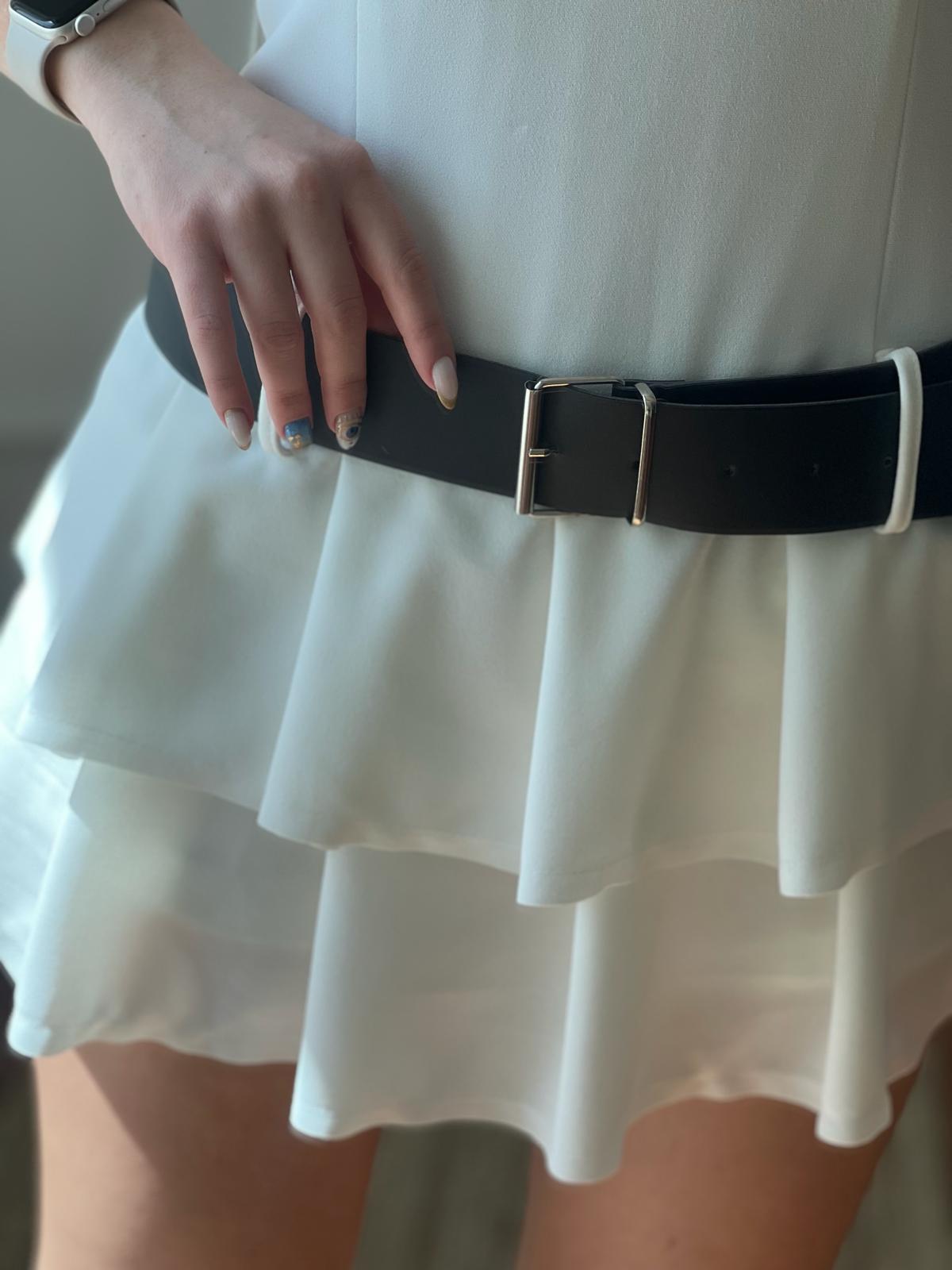 Kemerli Kolsuz Elbise 5415 Ekru