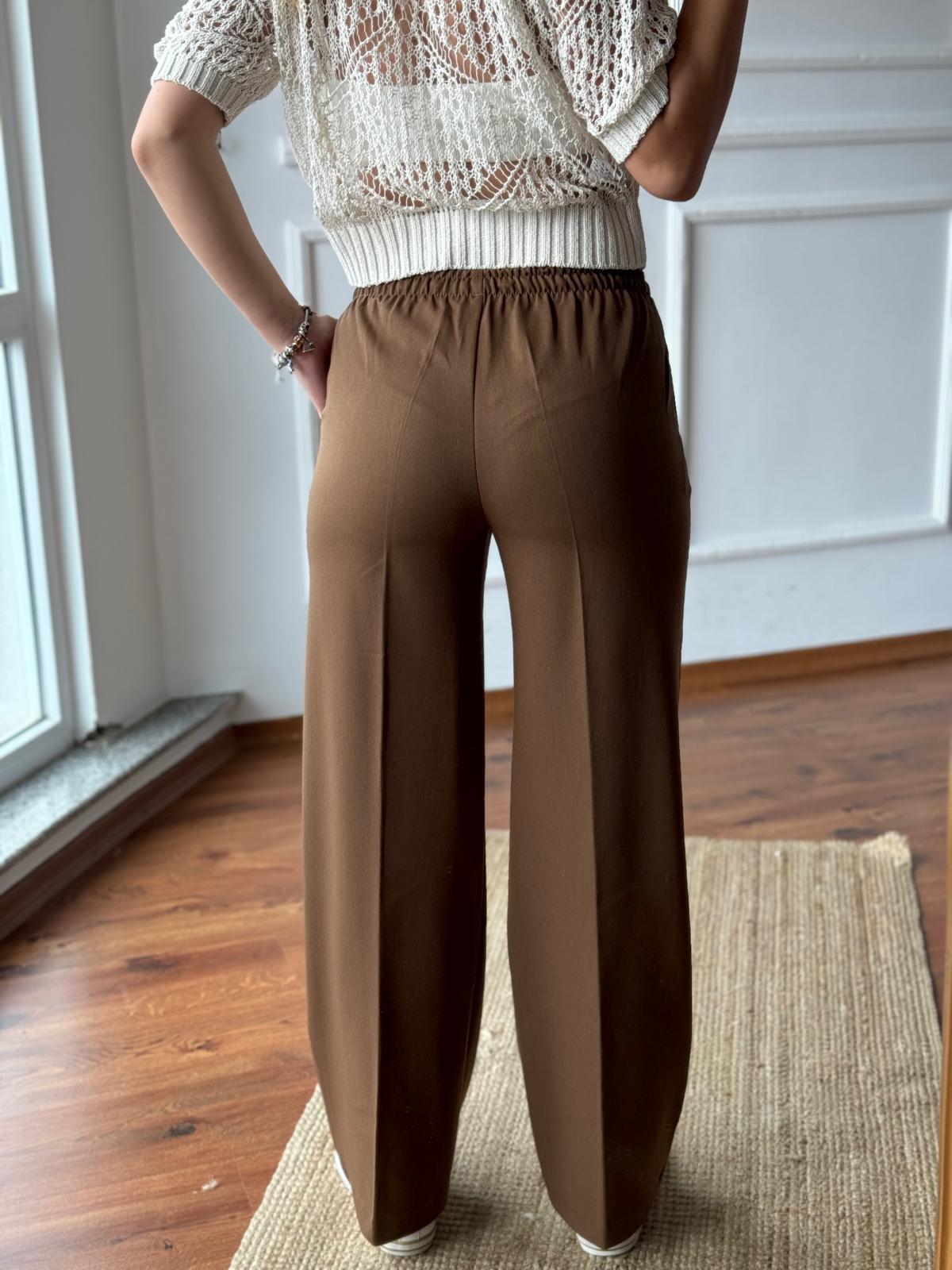 Kemerli Lastikli Pantolon 16054 Kahverengi