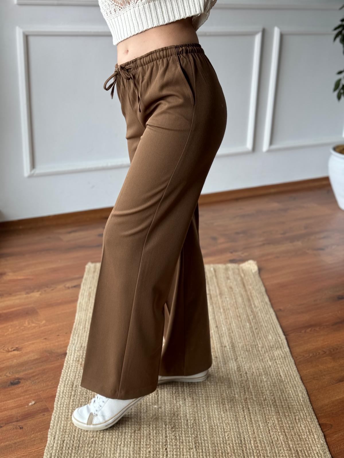 Kemerli Lastikli Pantolon 16054 Kahverengi