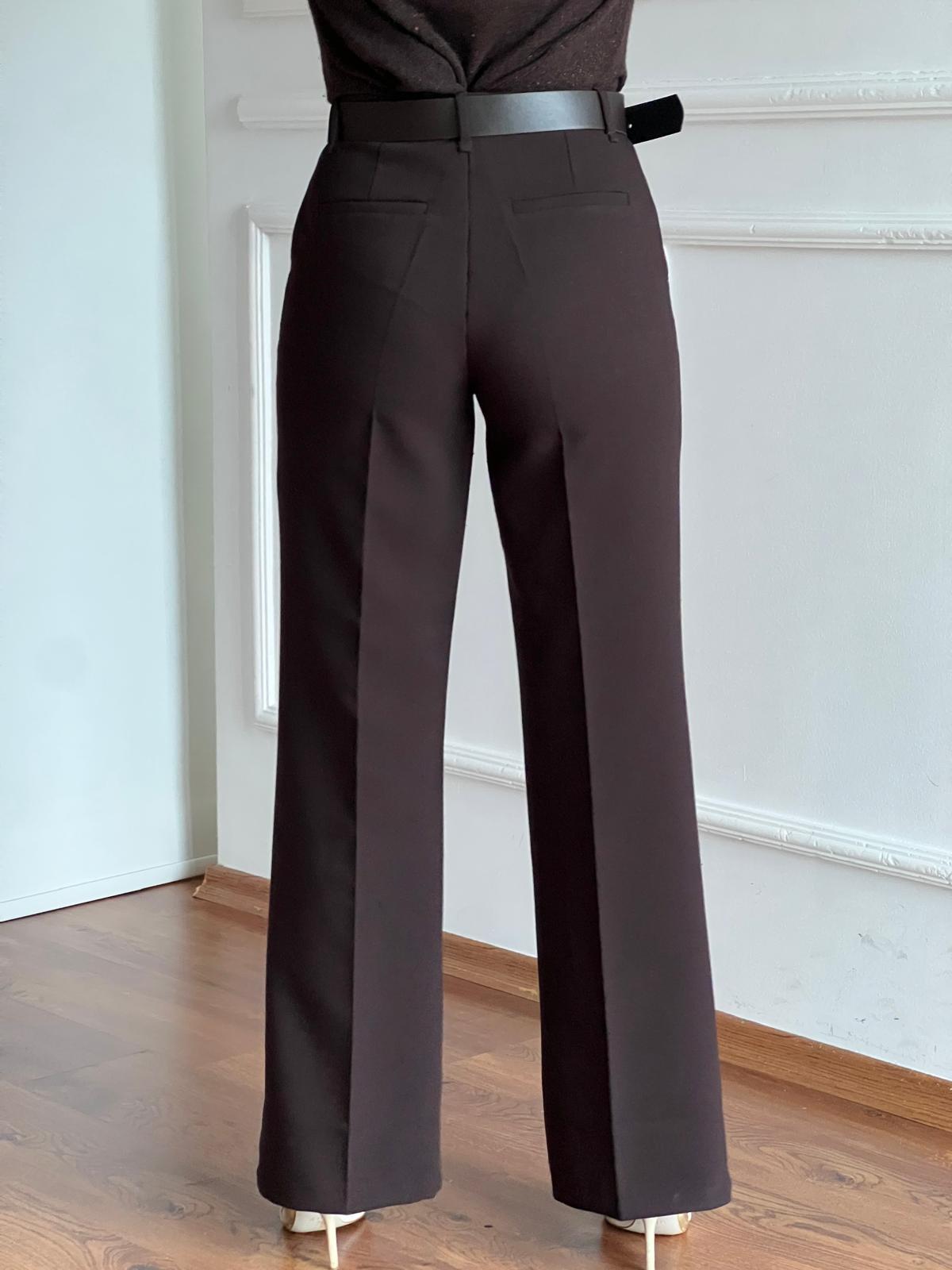 Kemerli Palazzo Pantolon 17038 Kahverengi