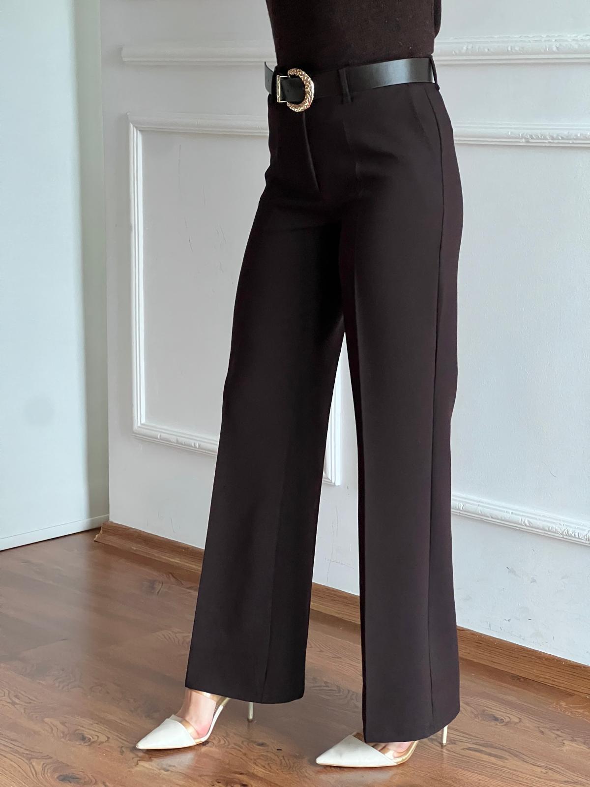 Kemerli Palazzo Pantolon 17038 Kahverengi