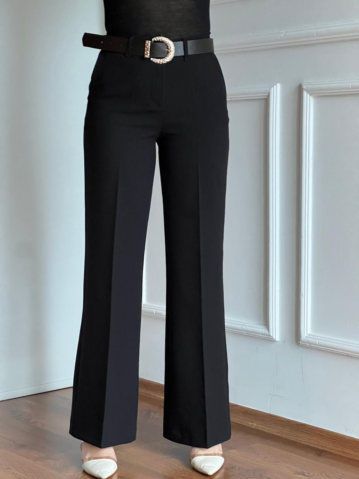 Kemerli Palazzo Pantolon 17038 Siyah