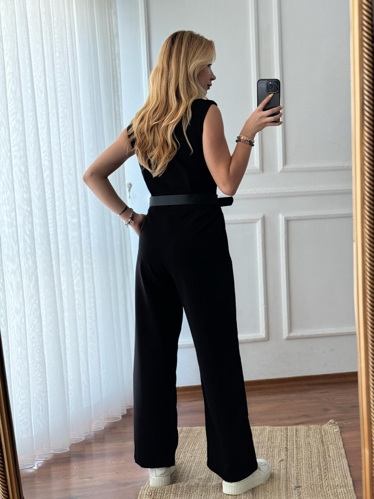 Kemerli Sıfır Kol Tulum 2011 Siyah