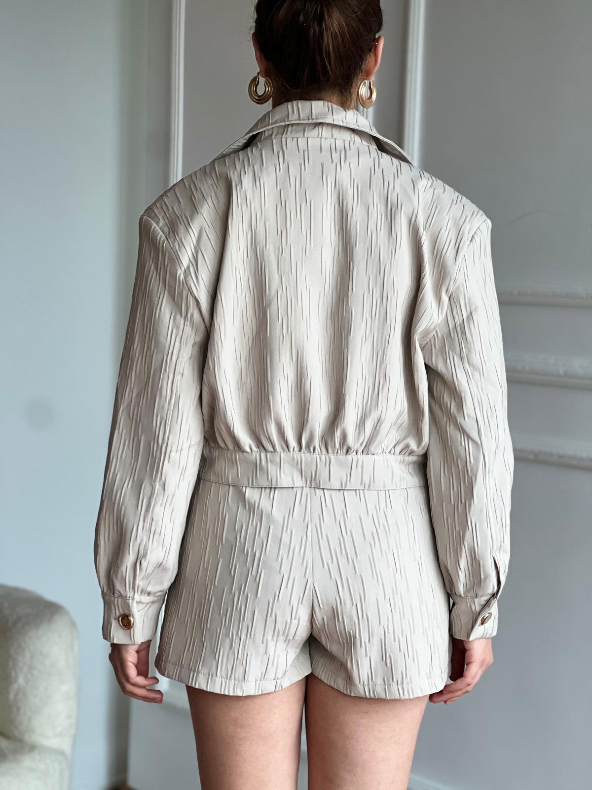 Kemerli Şort Etek 01608 Taş