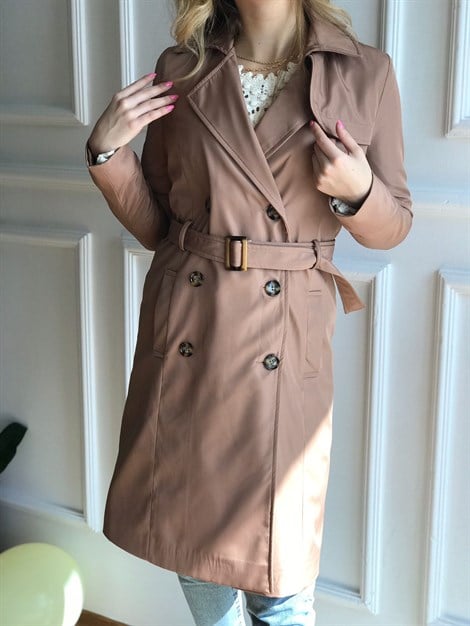 Kemerli Trençkot 8026 Camel