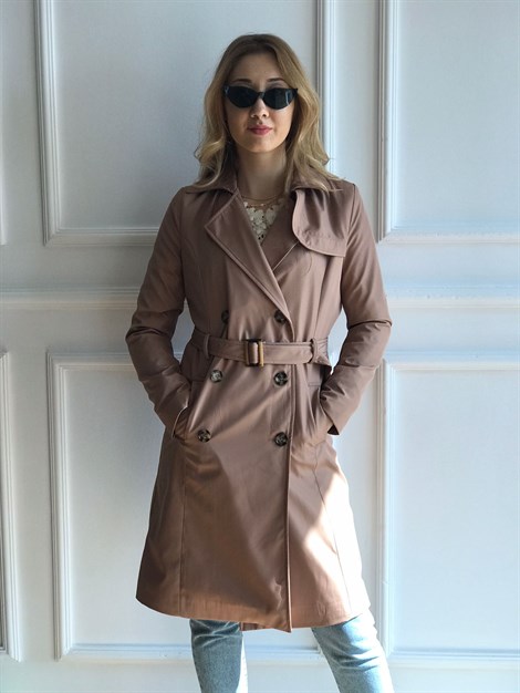 Kemerli Trençkot 8026 Camel