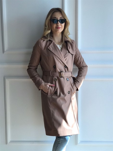 Kemerli Trençkot 8026 Camel