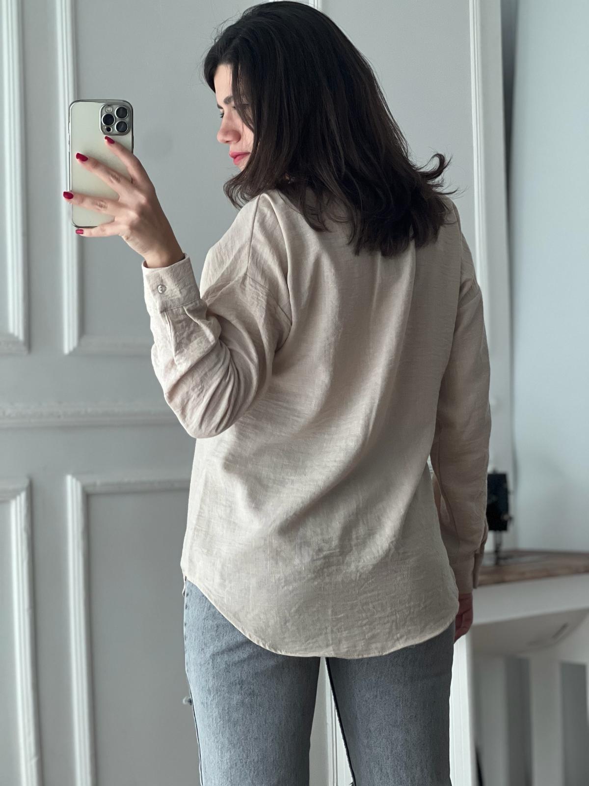 Keten Cepli Gömlek 20153 Vizon