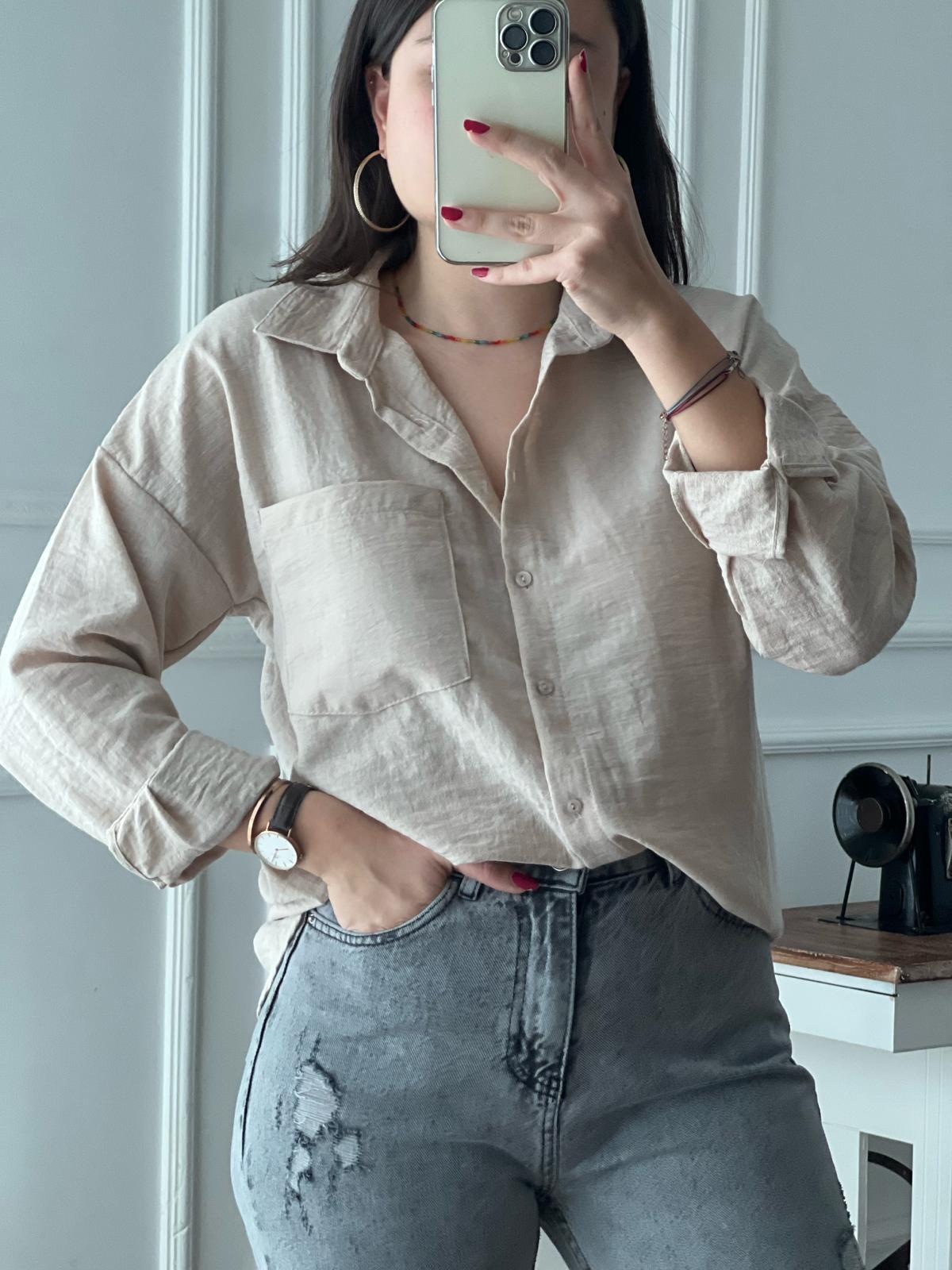 Keten Cepli Gömlek 20153 Vizon