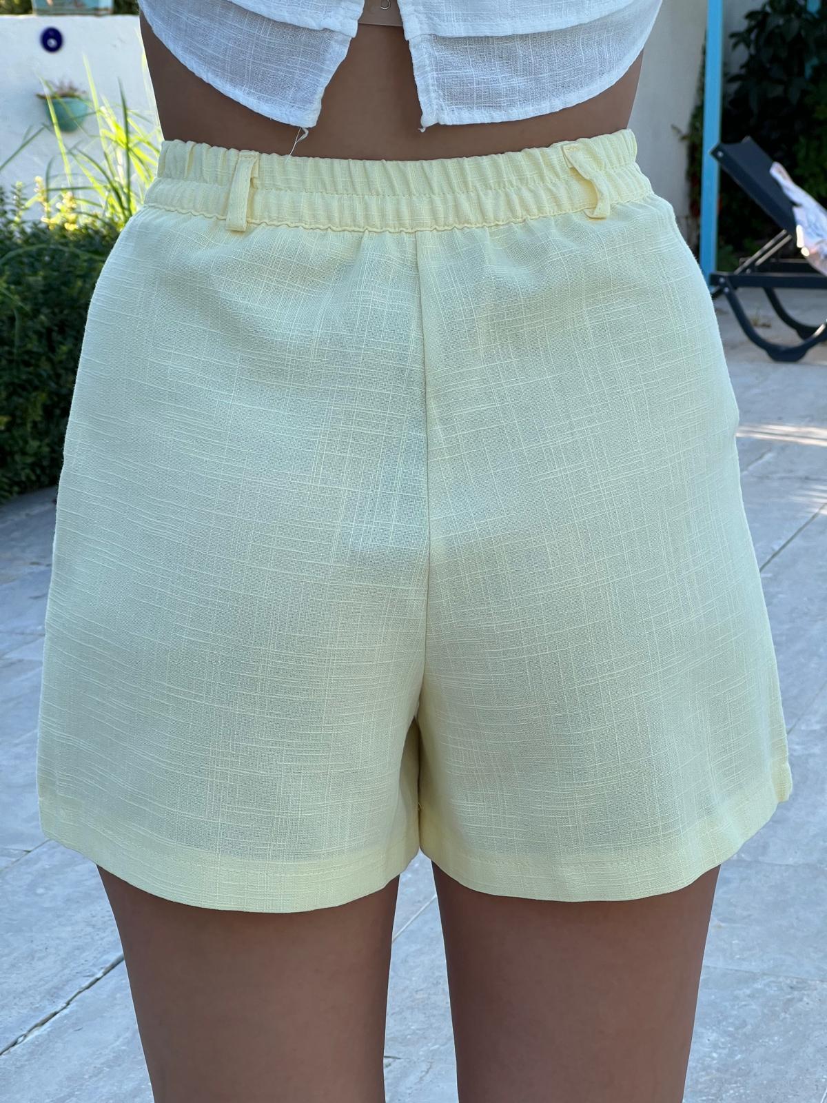 Keten Şort 3854 Sarı