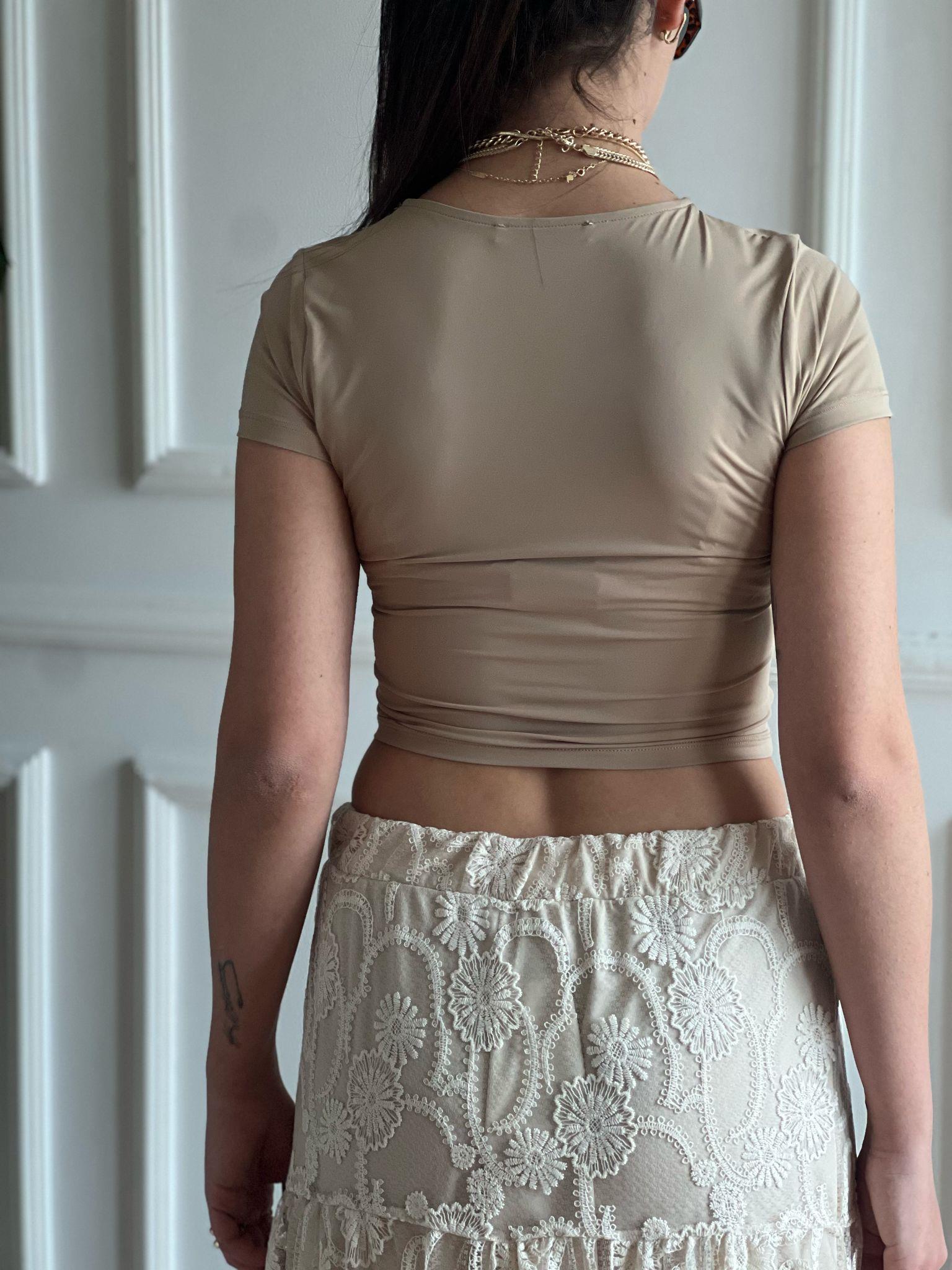 Kısa Kol Tshirt 16636 Bej