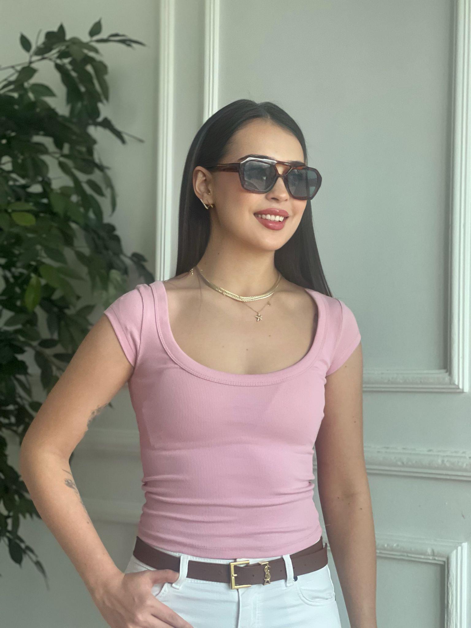 Kısa Kol Tshirt 16695 Pudra